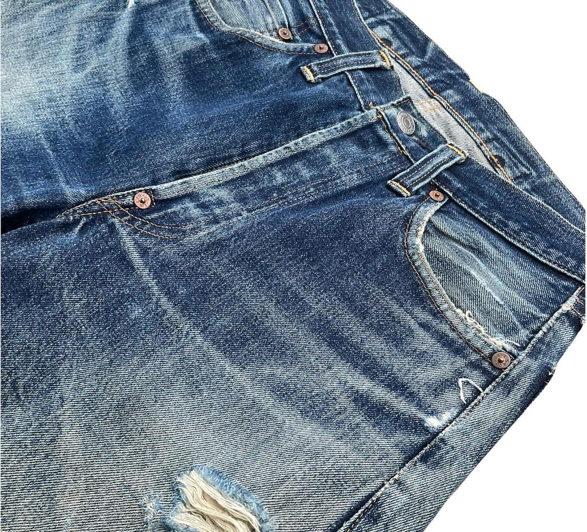 Levi's Vintage Levi’s 97 201XX E 1937 Selvedge Aging Distressed Size US 28 / EU 44 - 4 Thumbnail