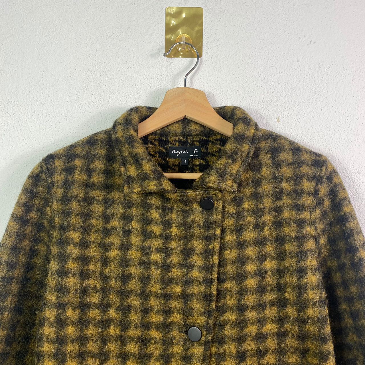 Designer × agnes b. Agnes B Houndstooth Tweed Jacket Size S / US 4 / IT 40 - 2 Thumbnail