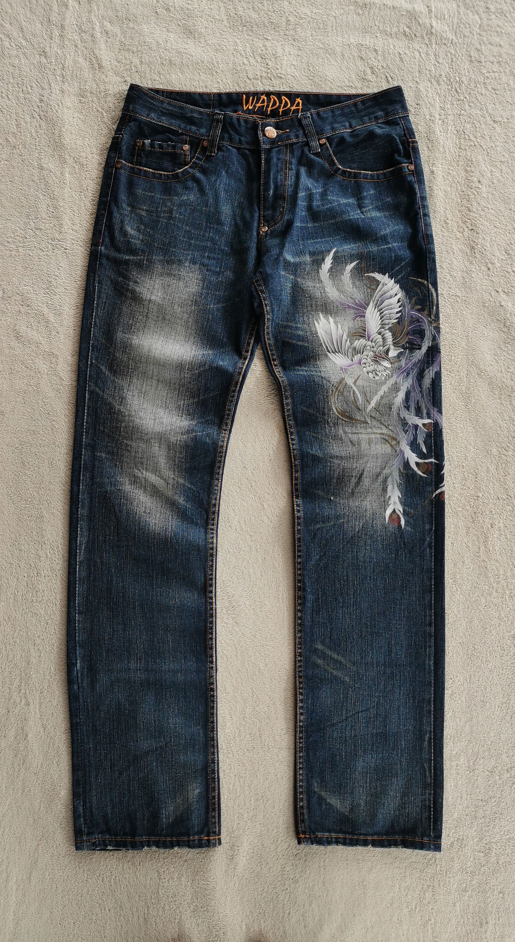 KURO Bird Of Paradise Kyoto Wappa Denim Jeans Size US 32 / EU 48 - 2 Thumbnail