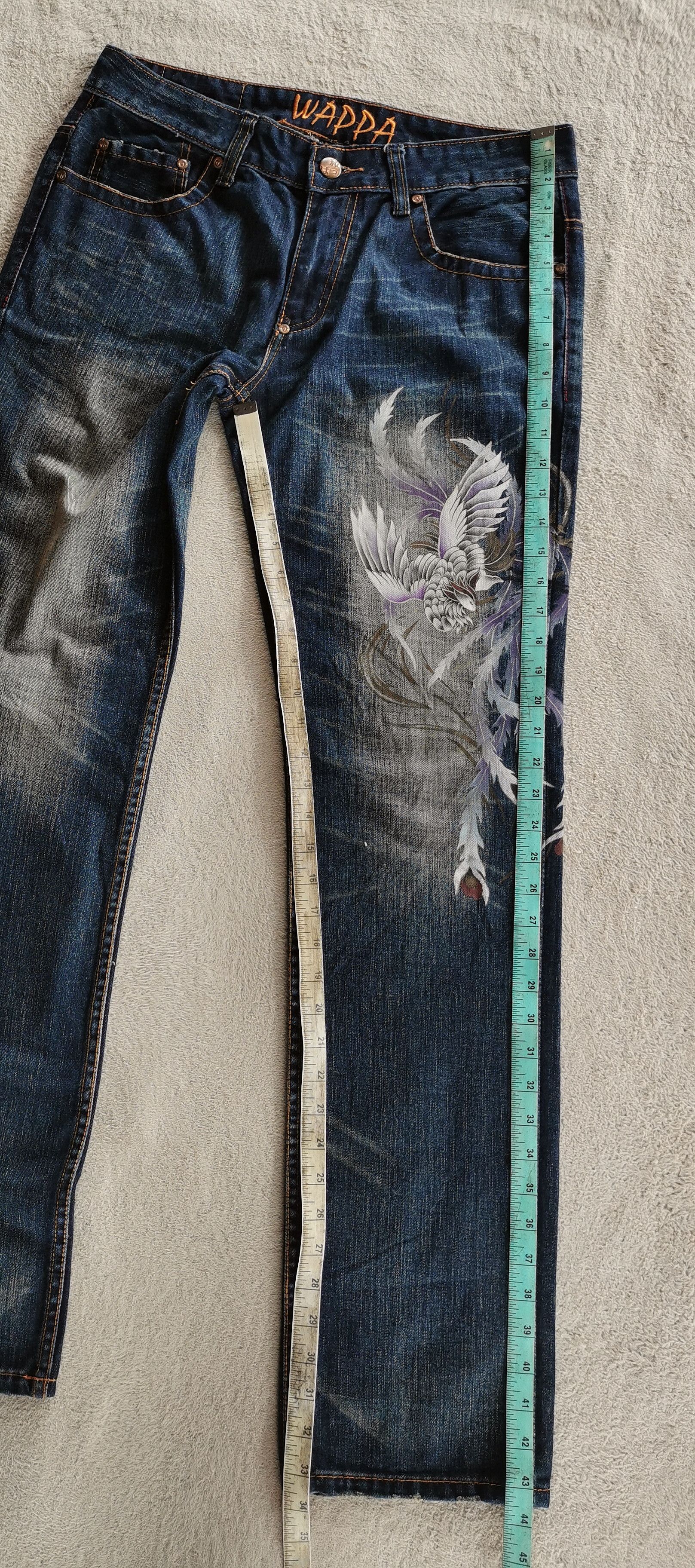 KURO Bird Of Paradise Kyoto Wappa Denim Jeans Size US 32 / EU 48 - 8 Thumbnail