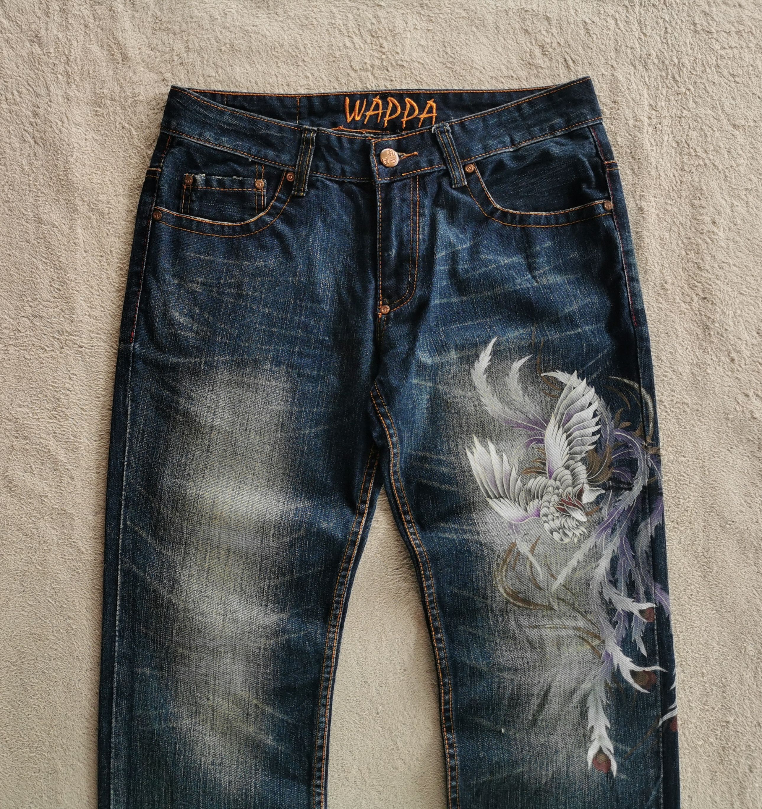KURO Bird Of Paradise Kyoto Wappa Denim Jeans Size US 32 / EU 48 - 1 Thumbnail