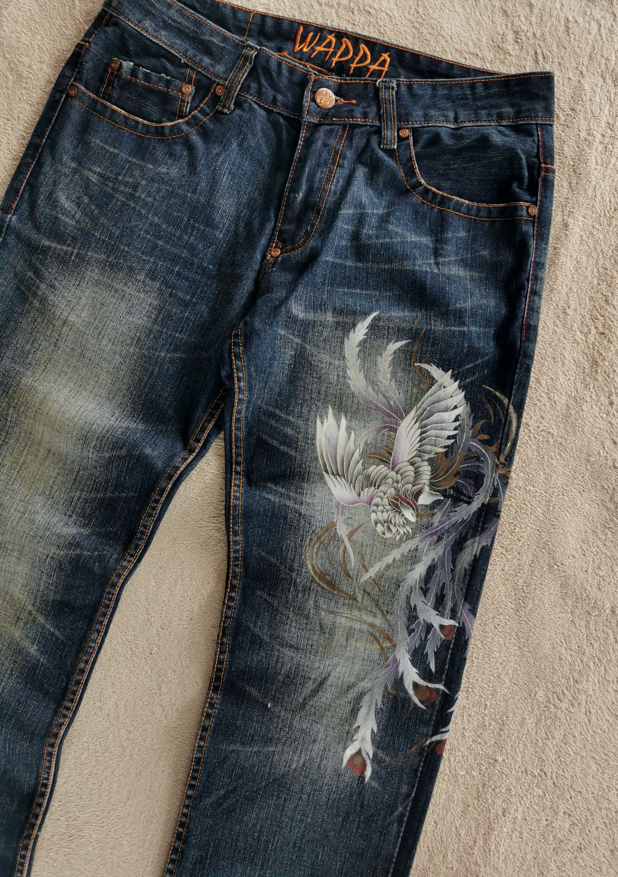KURO Bird Of Paradise Kyoto Wappa Denim Jeans Size US 32 / EU 48 - 3 Thumbnail
