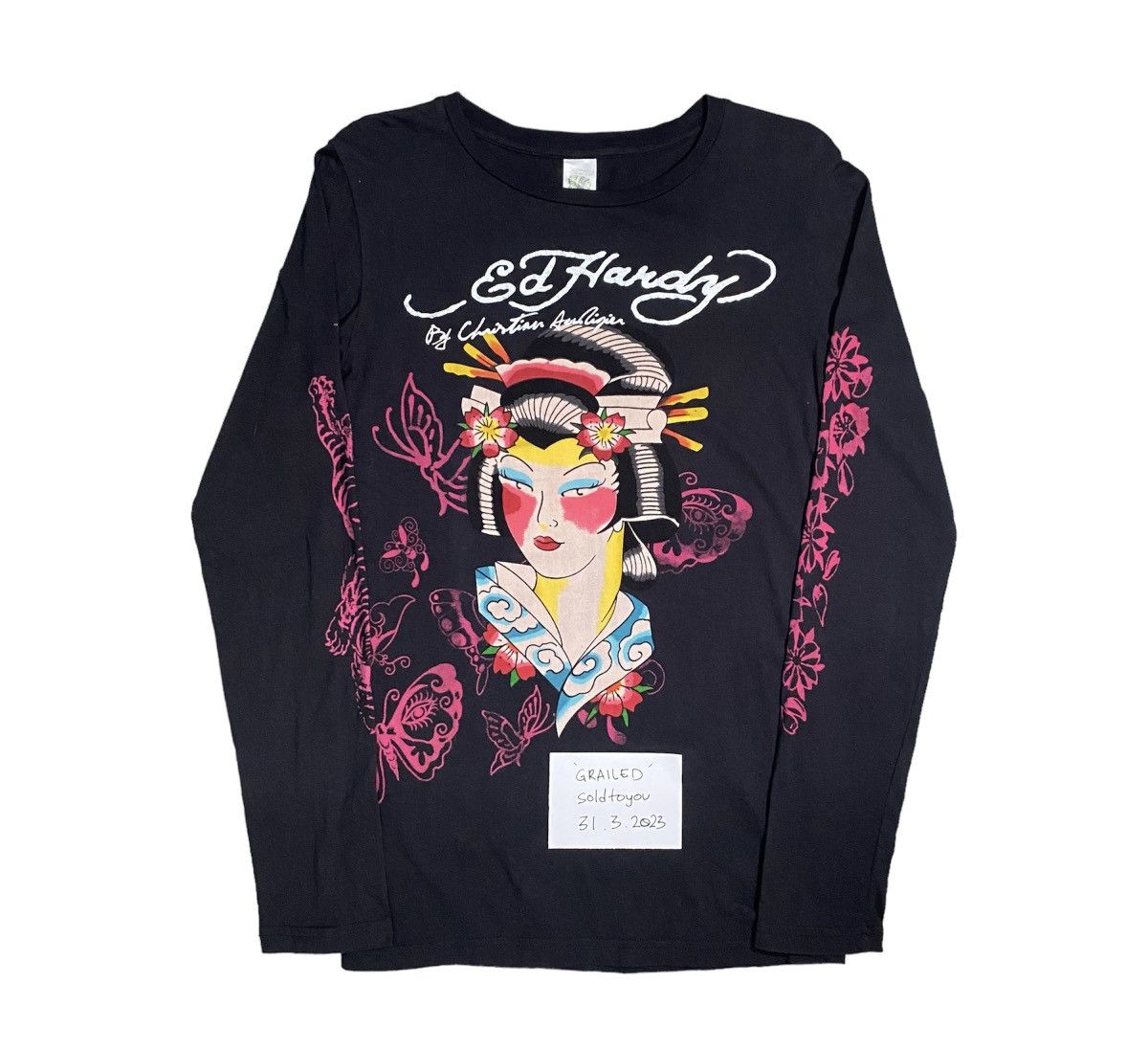 Ed Hardy × Vintage Vintage Ed Hardy Geisha by Cristian Audigier Tshirt Size XL / US 12-14 / IT 48-50 - 1 Thumbnail
