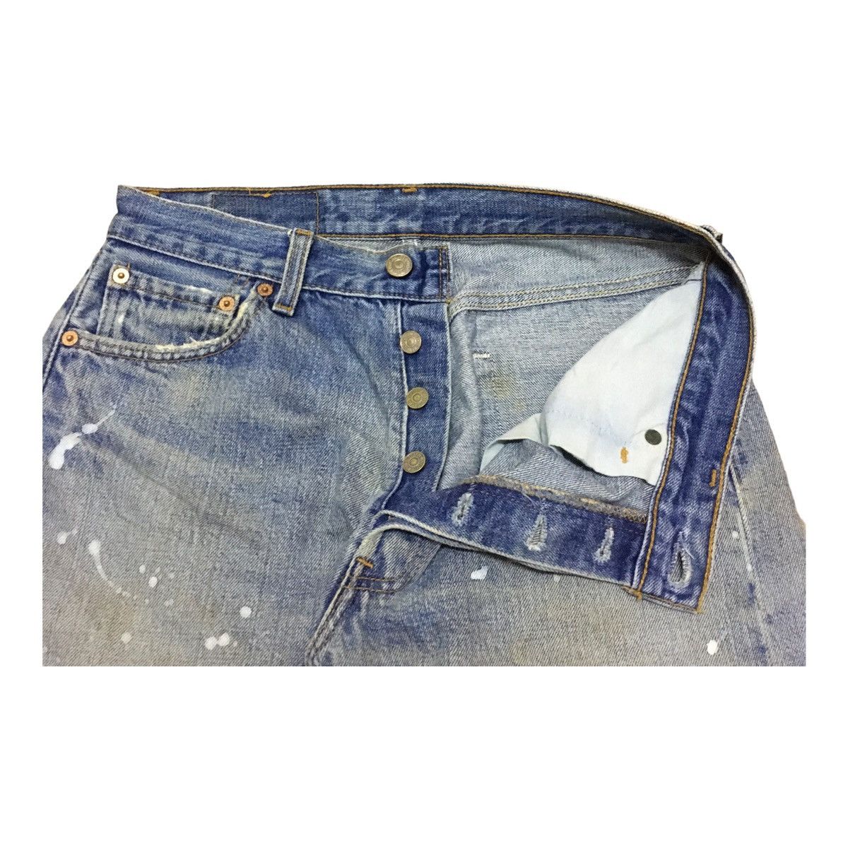 Levi's Very Rare Design Vintage Levis Lot 501 Paintings Jeans 1990s Size US 30 / EU 46 - 6 Thumbnail