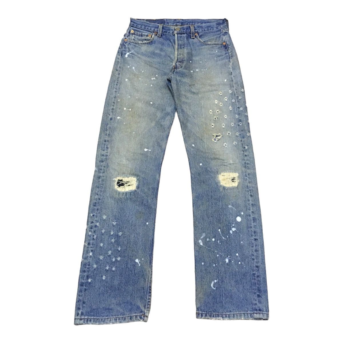 Levi's Very Rare Design Vintage Levis Lot 501 Paintings Jeans 1990s Size US 30 / EU 46 - 1 Thumbnail