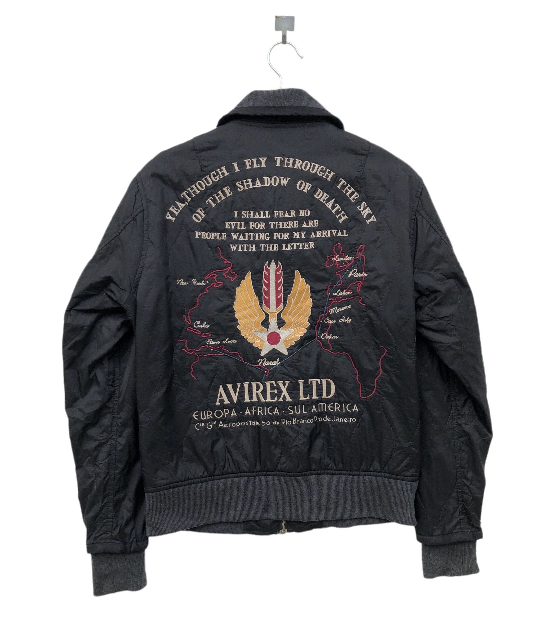 RARE🔥AVIREX LTD DEATH MESSAGE QUILT SLIM FIT FLIGHT JACKET