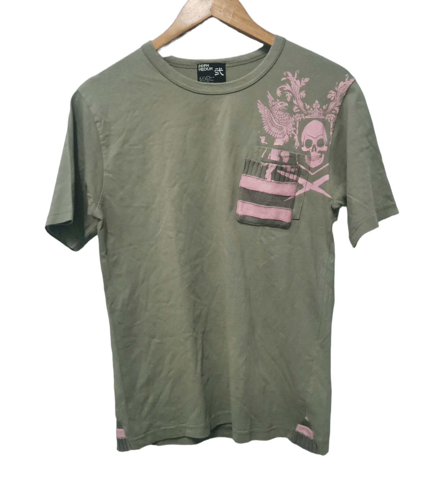 PPFM Japan Designer Single Pocket Tee Skull Army Green