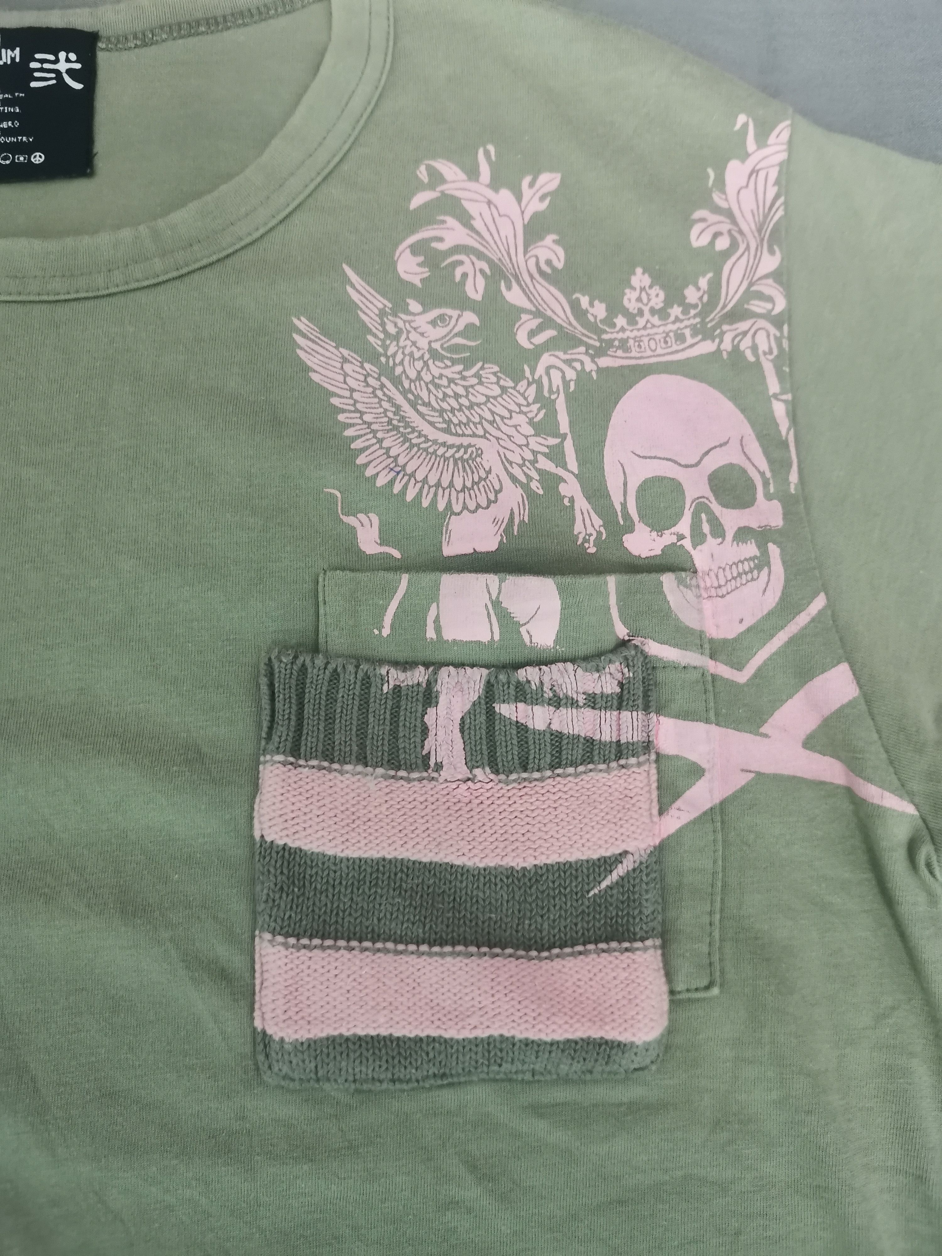 PPFM Japan Designer Single Pocket Tee Skull Army Green