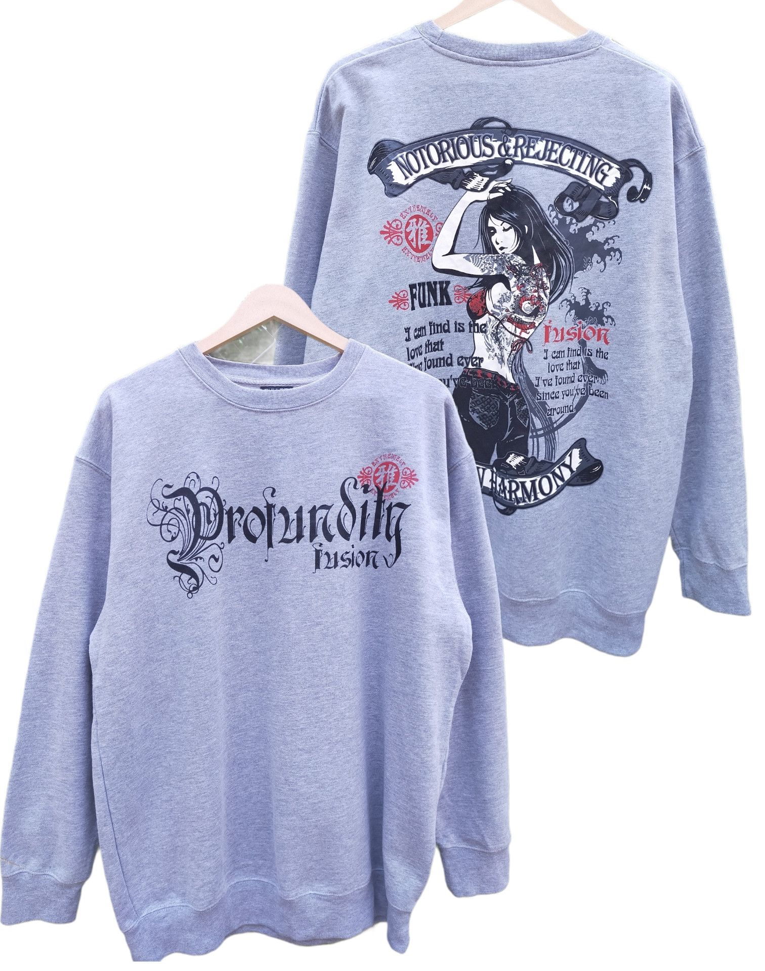 Japanese Brand Bullet Noise Notorious & Rejecting Tattoo Girl Sweatshirt Size US L / EU 52-54 / 3 - 1 Thumbnail