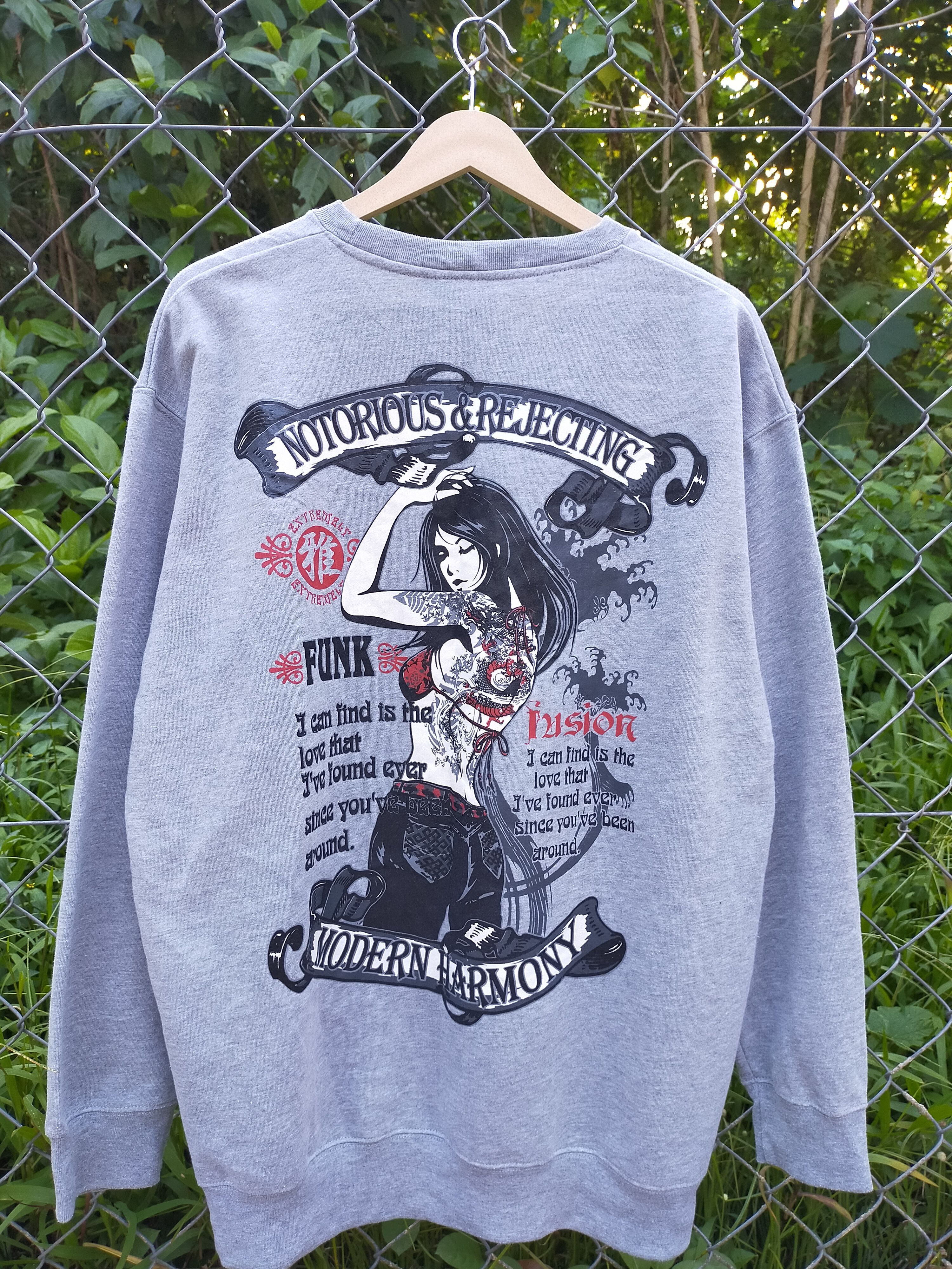 Japanese Brand Bullet Noise Notorious & Rejecting Tattoo Girl Sweatshirt Size US L / EU 52-54 / 3 - 8 Thumbnail
