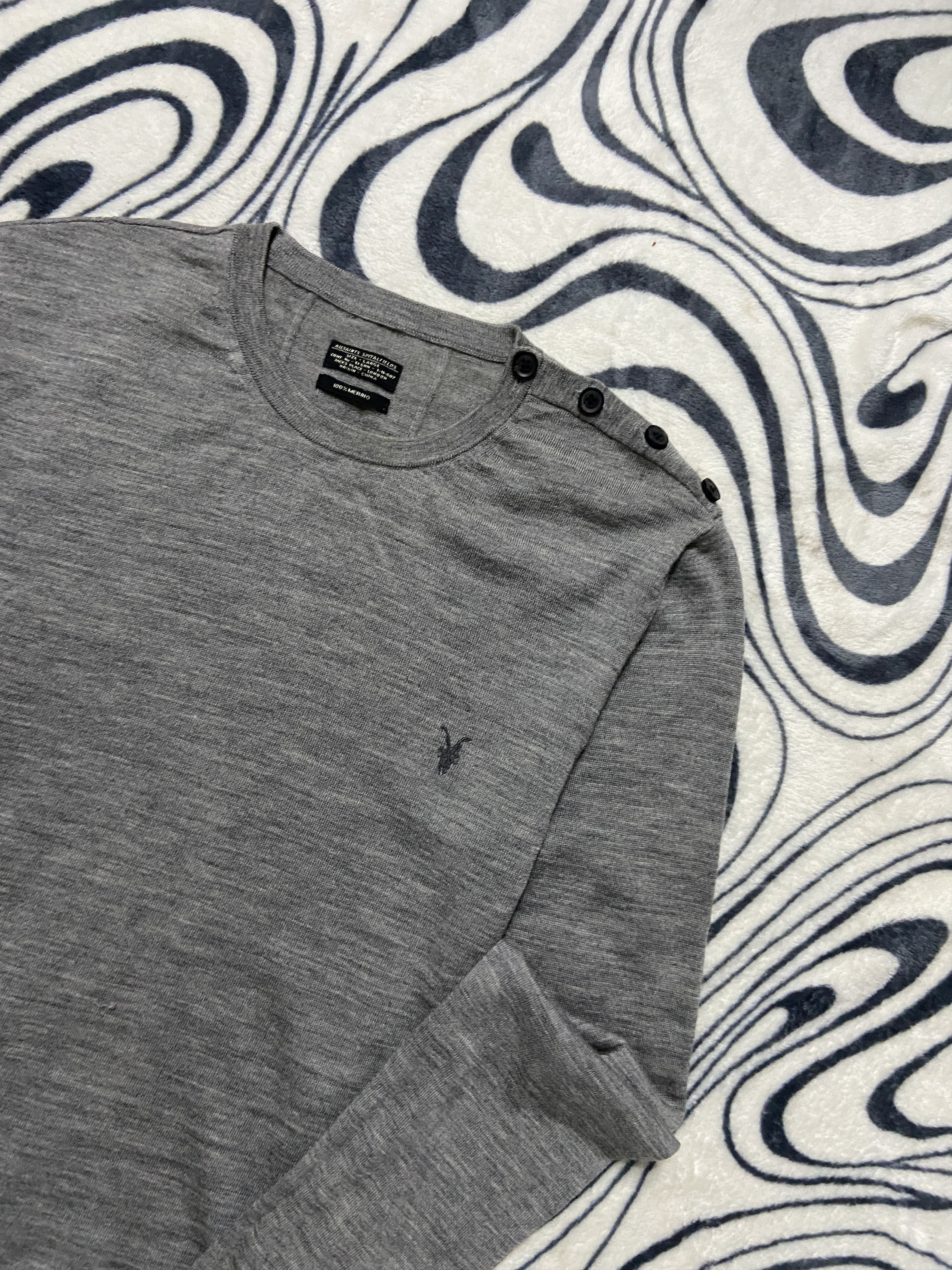Allsaints Allsaints Mens Crewneck 100% Merino Wool Sweater Size US L / EU 52-54 / 3 - 2 Thumbnail