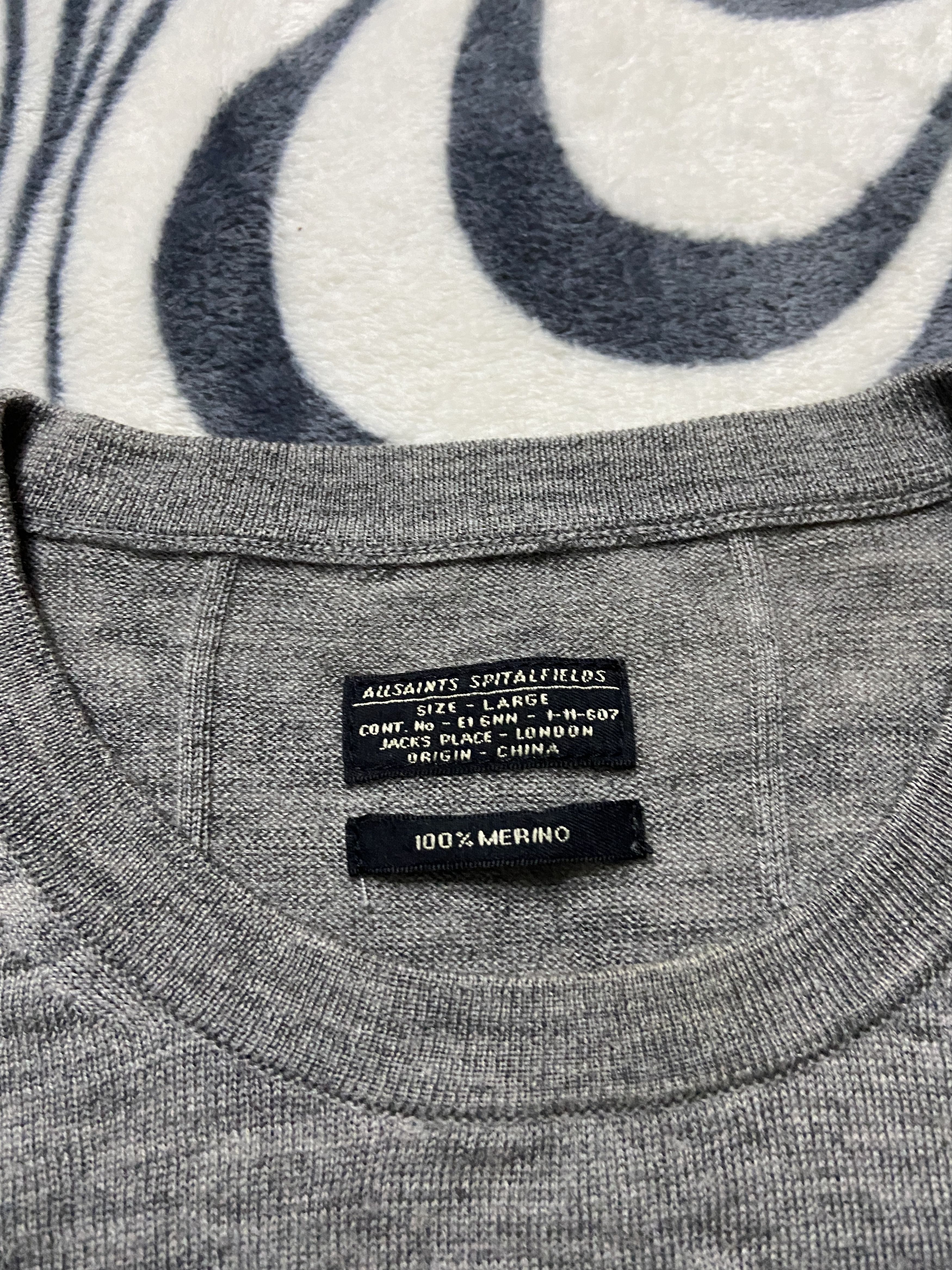 Allsaints Allsaints Mens Crewneck 100% Merino Wool Sweater Size US L / EU 52-54 / 3 - 4 Thumbnail