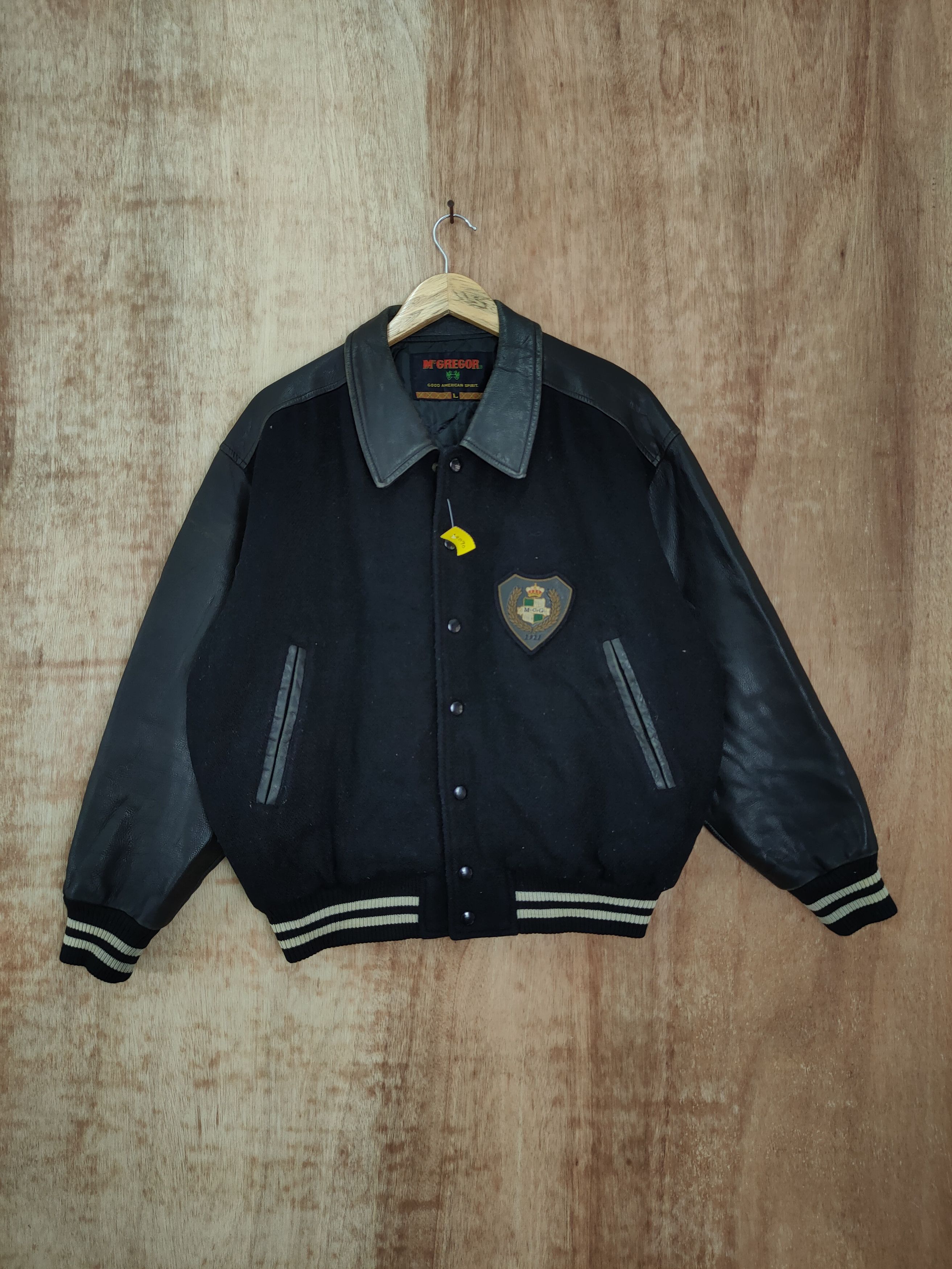 McGregor Mc Gregor black varsity wool leather jacket vintage #4090 Size US L / EU 52-54 / 3 - 9 Thumbnail