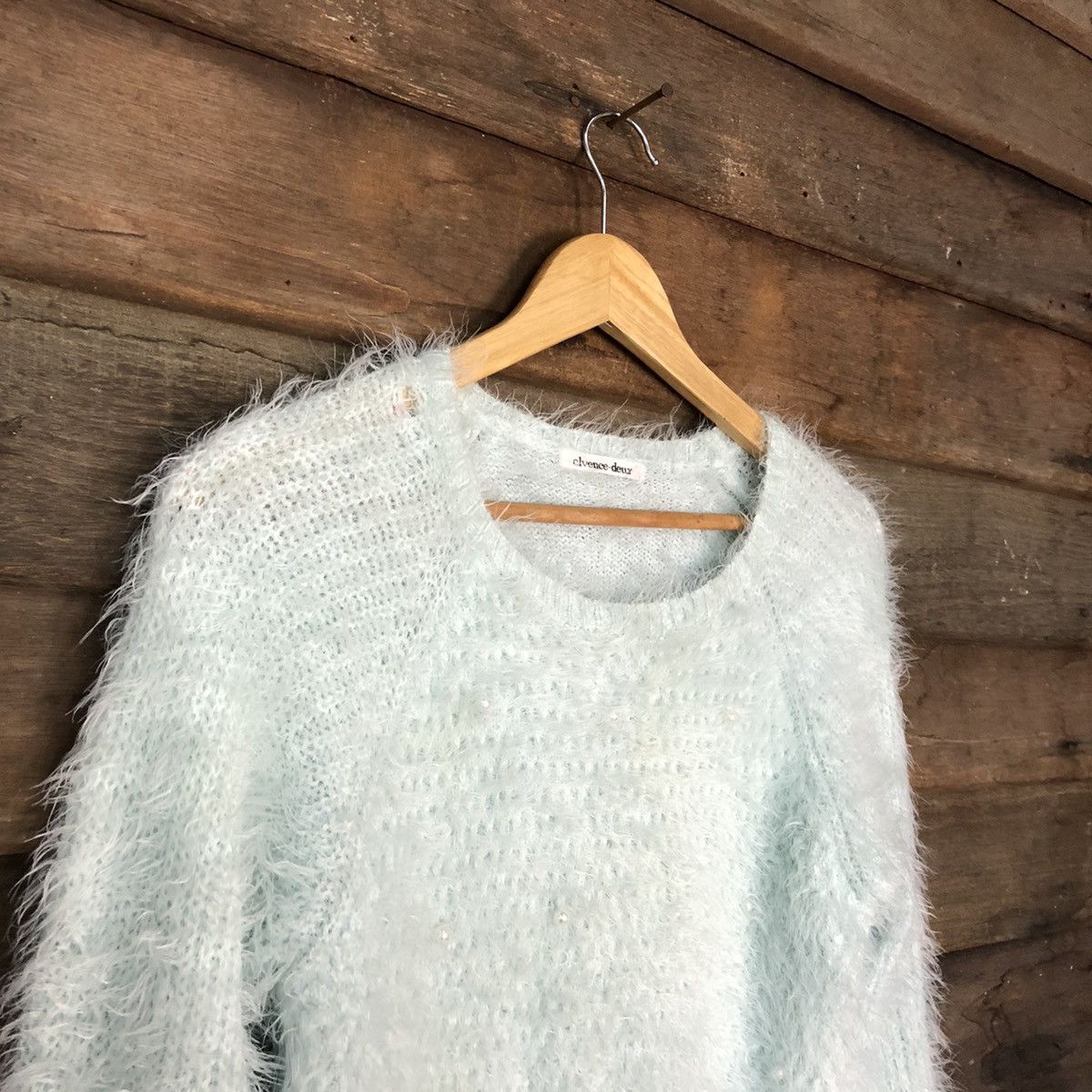 Homespun Knitwear × Japanese Brand Elvence Deux Green Shag Shaggy Fur Mohair Knitwear #7007 Size S / US 4 / IT 40 - 6 Thumbnail