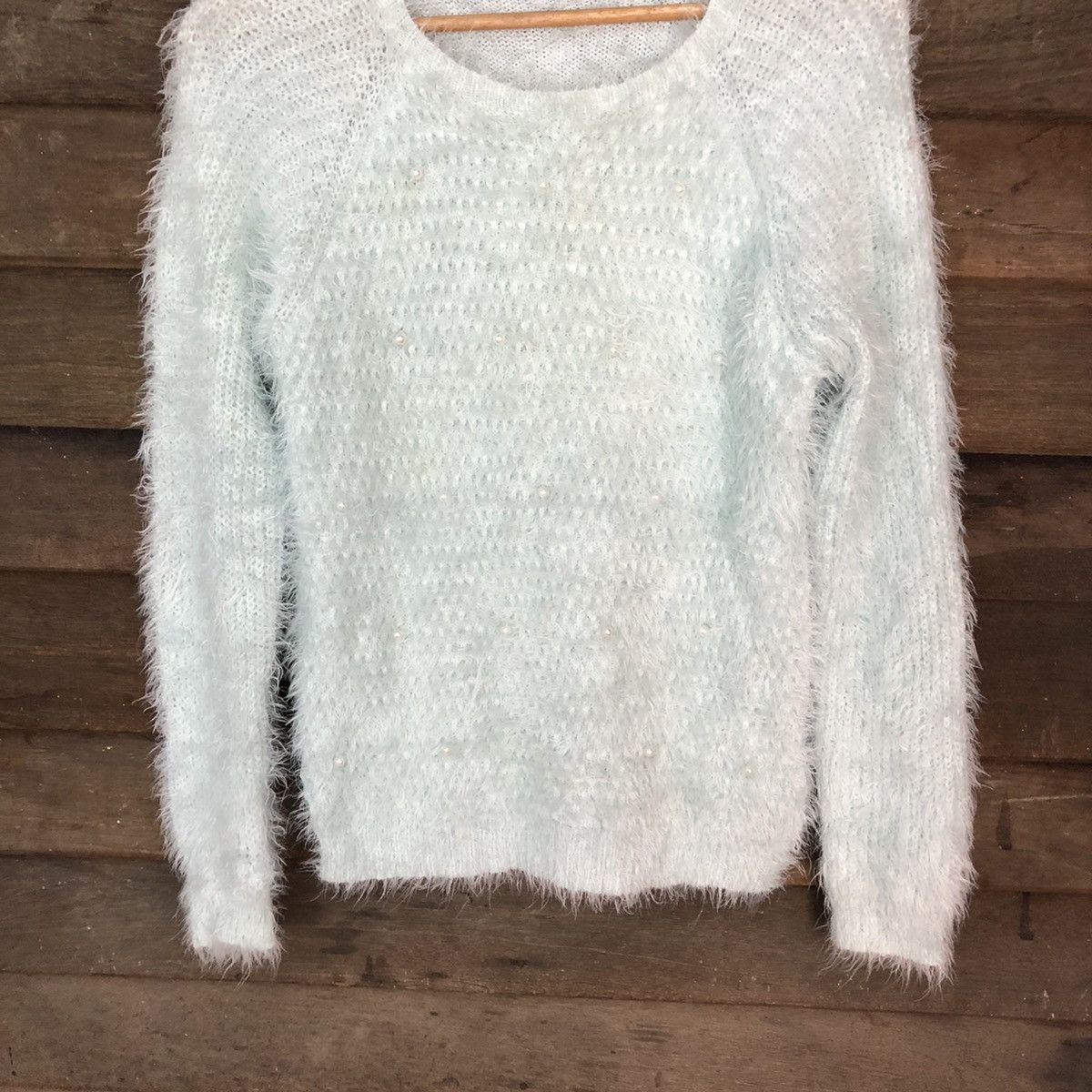 Homespun Knitwear × Japanese Brand Elvence Deux Green Shag Shaggy Fur Mohair Knitwear #7007 Size S / US 4 / IT 40 - 3 Thumbnail