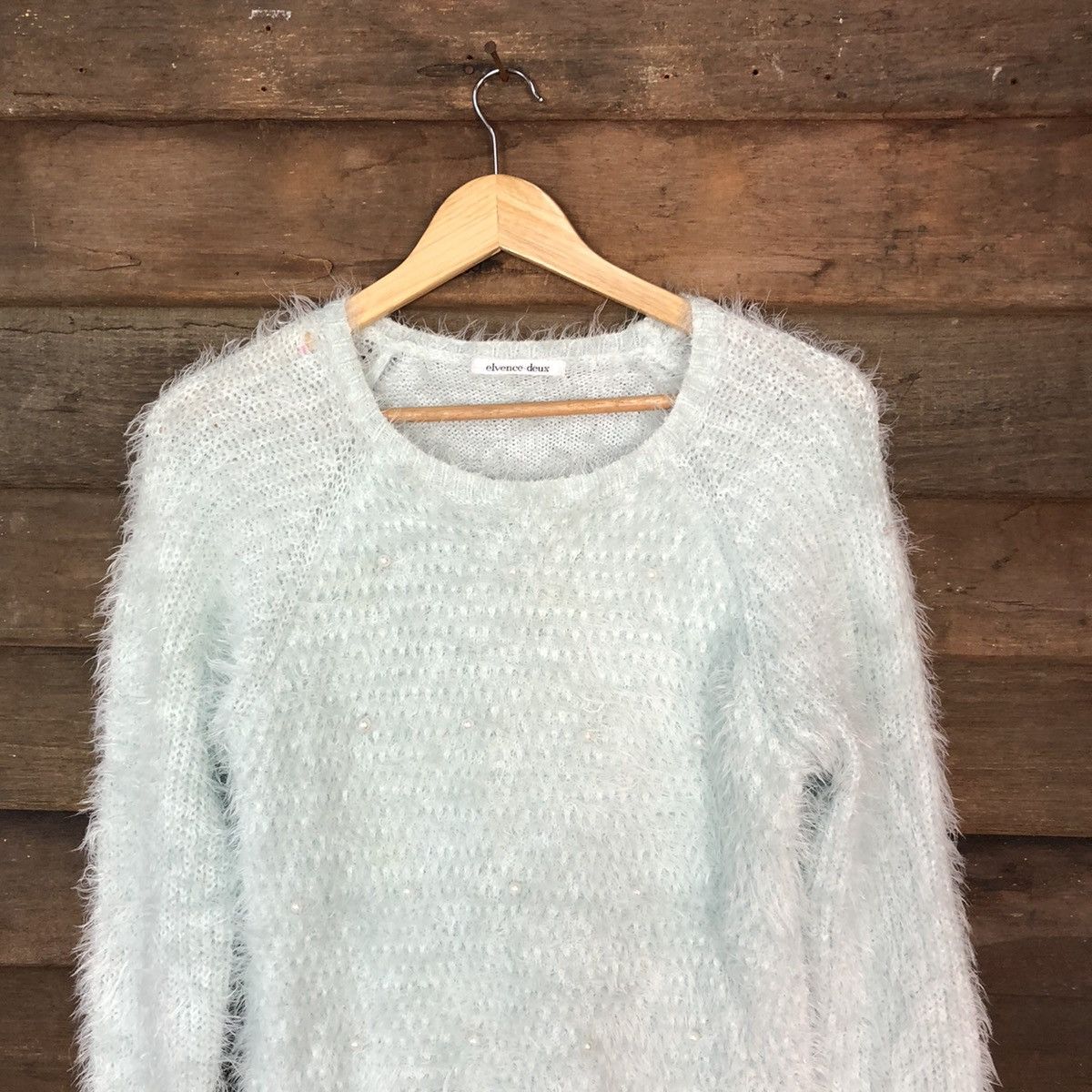 Homespun Knitwear × Japanese Brand Elvence Deux Green Shag Shaggy Fur Mohair Knitwear #7007 Size S / US 4 / IT 40 - 2 Thumbnail