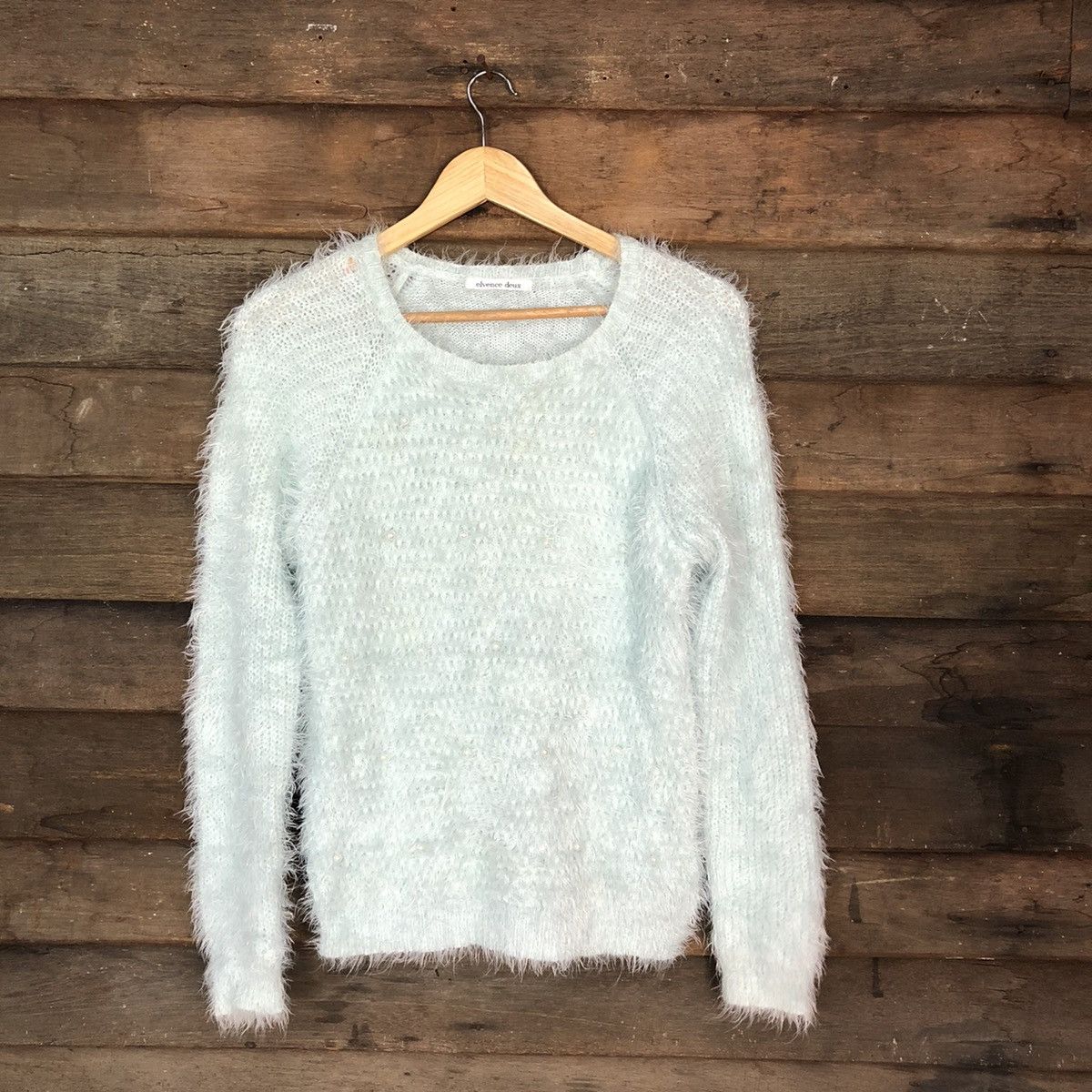 Homespun Knitwear × Japanese Brand Elvence Deux Green Shag Shaggy Fur Mohair Knitwear #7007 Size S / US 4 / IT 40 - 1 Thumbnail
