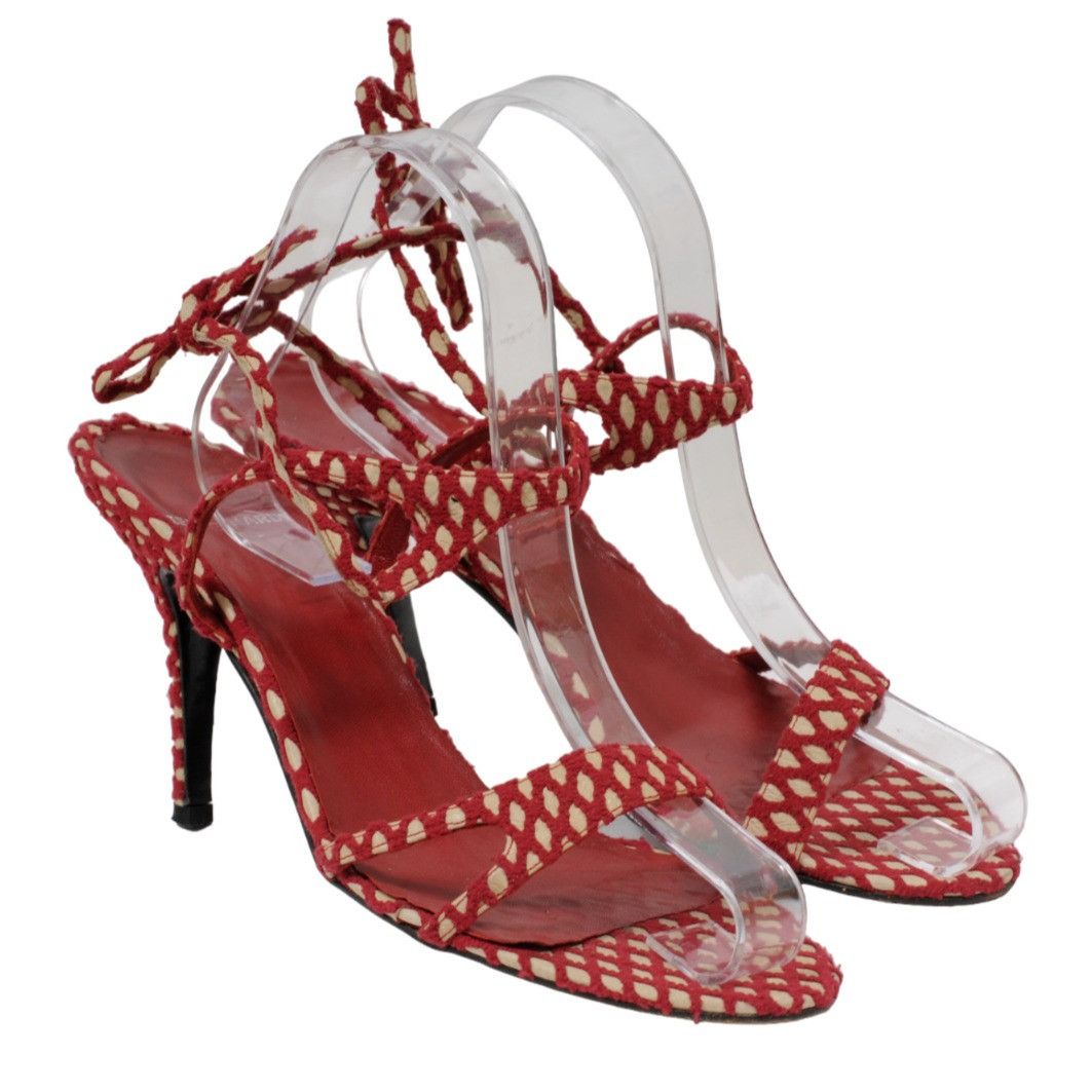 Pierre Hardy Red Tan Fishnet 90mm Strappy Sandals Heels Size US 8 / IT 38 - 11 Thumbnail