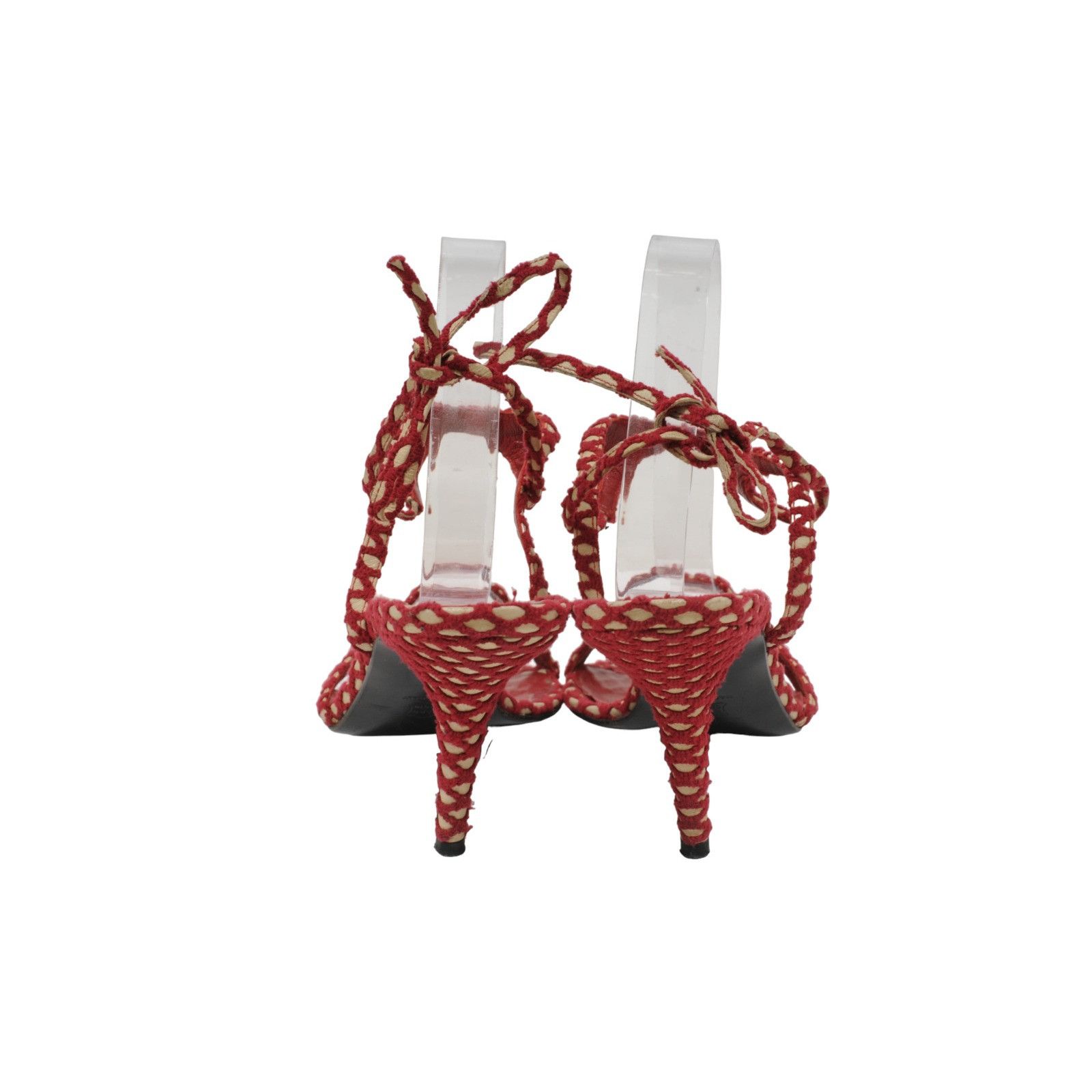 Pierre Hardy Red Tan Fishnet 90mm Strappy Sandals Heels Size US 8 / IT 38 - 6 Thumbnail