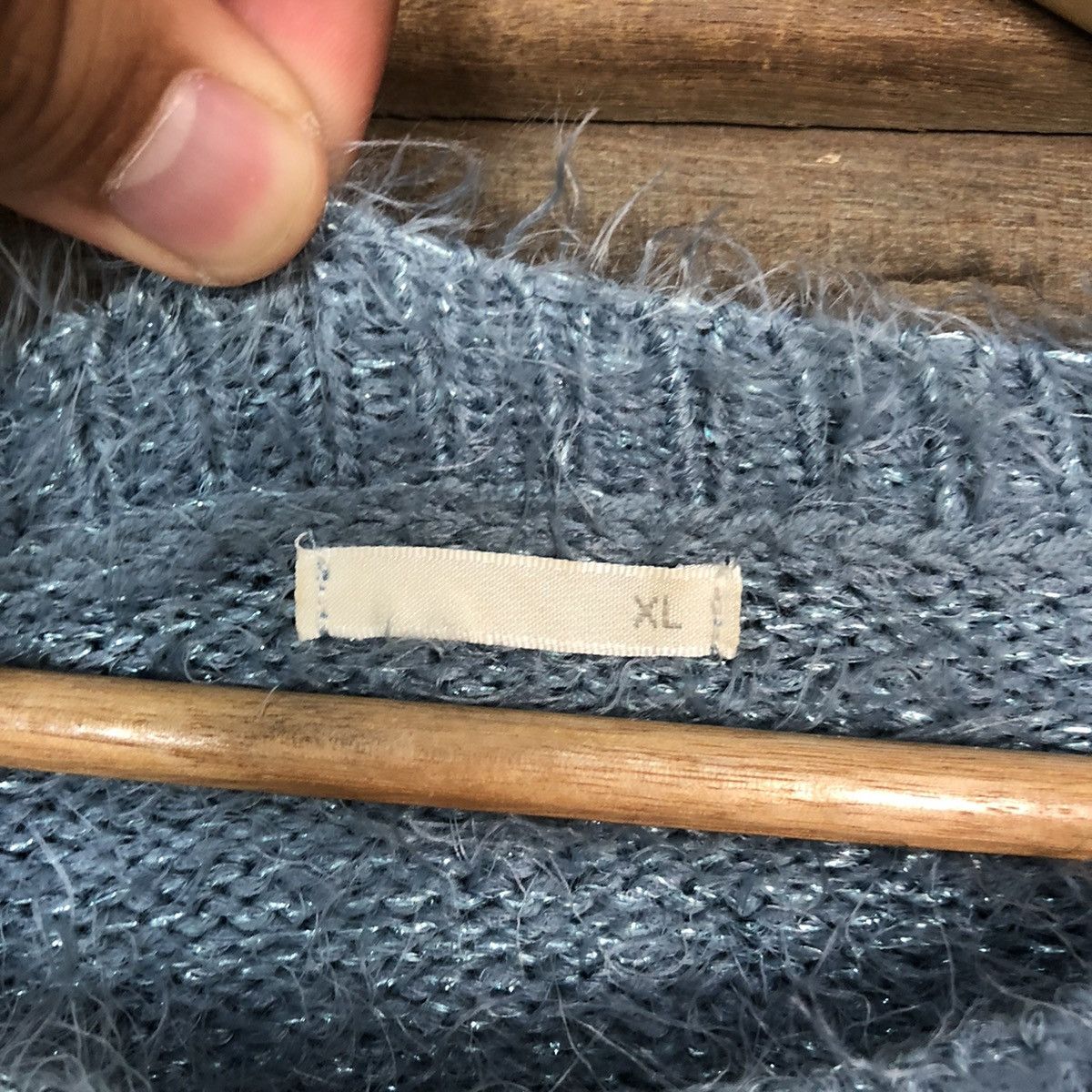 Gu japan Blue Shag Shaggy Fur Mohair Knitwear #7035