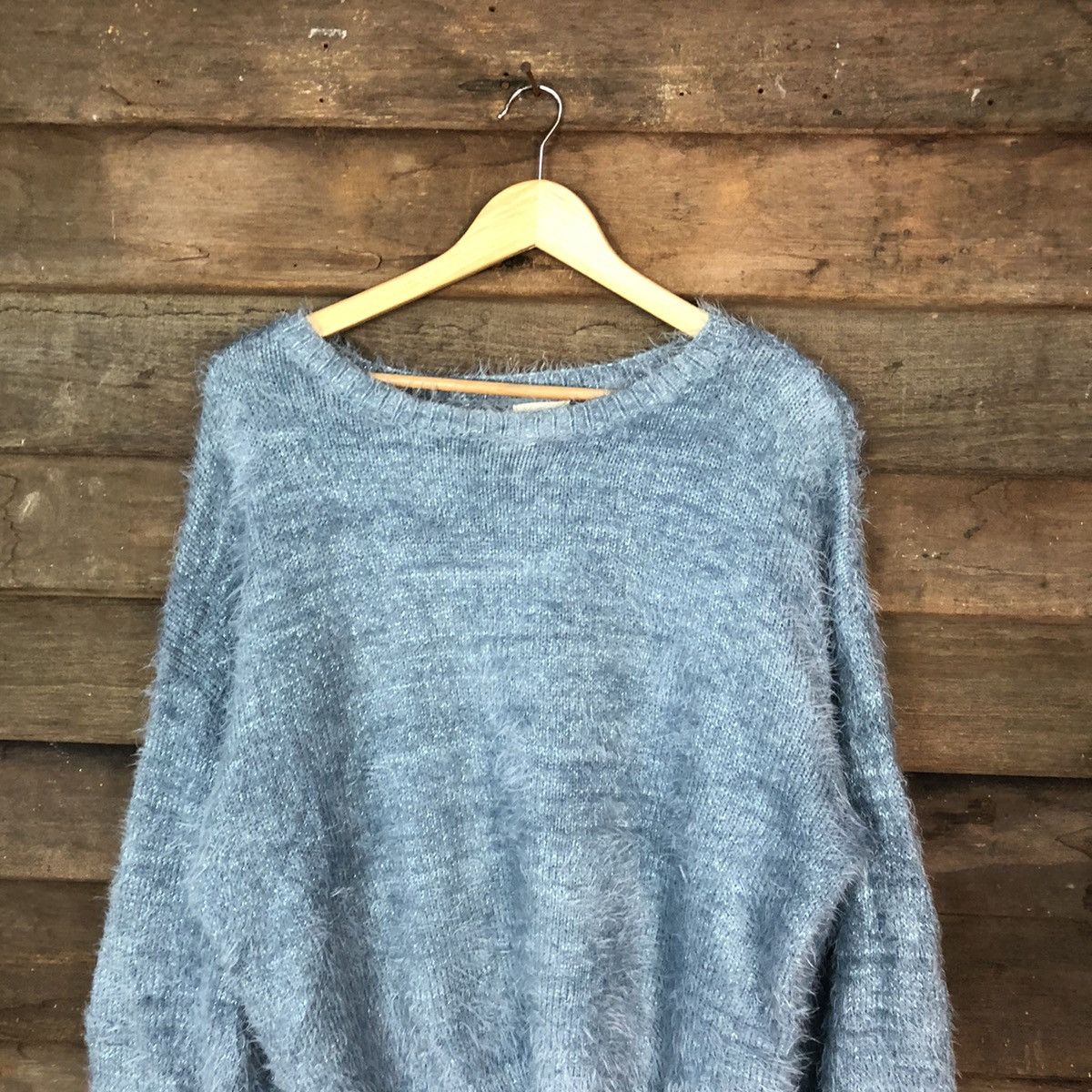 Gu japan Blue Shag Shaggy Fur Mohair Knitwear #7035