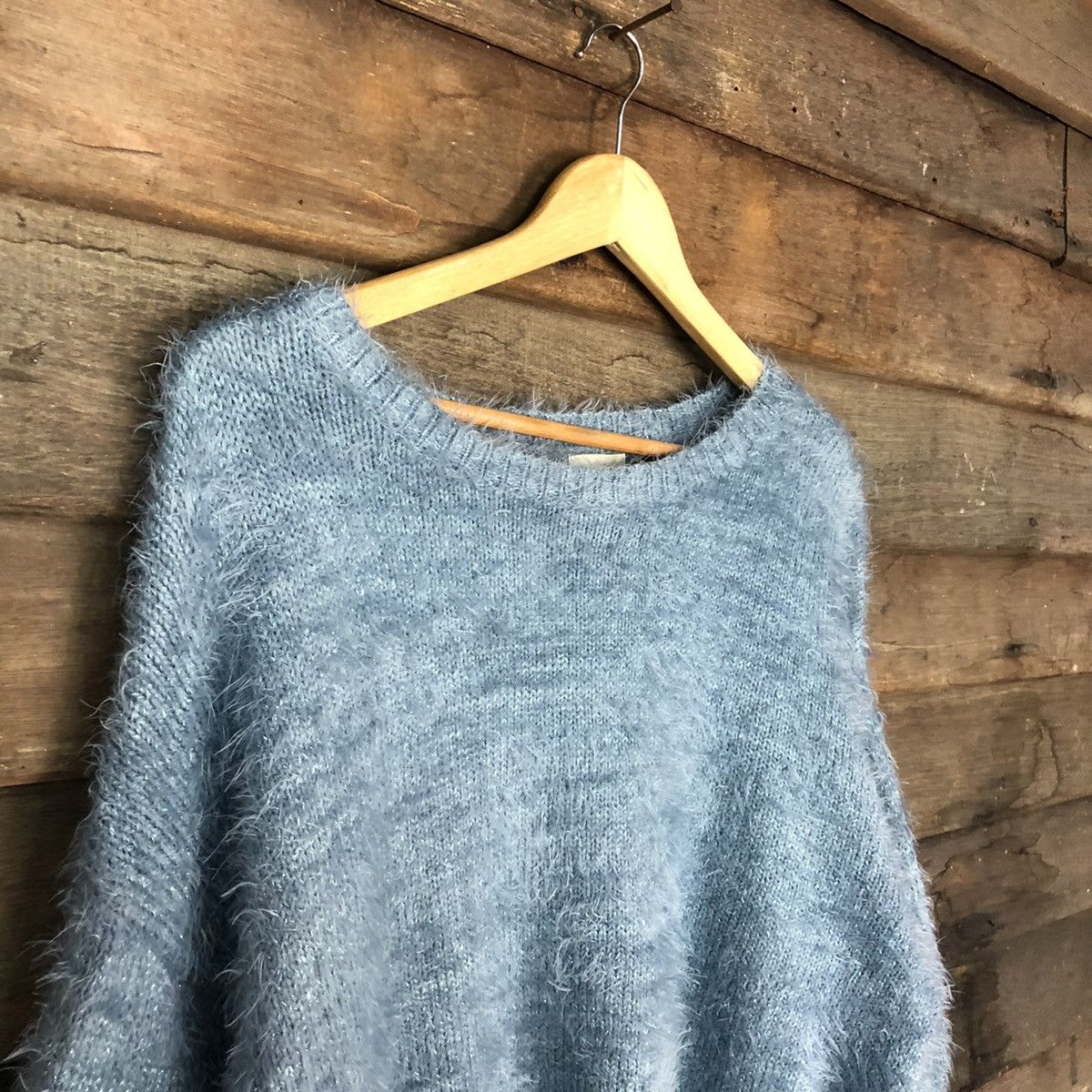 Gu japan Blue Shag Shaggy Fur Mohair Knitwear #7035