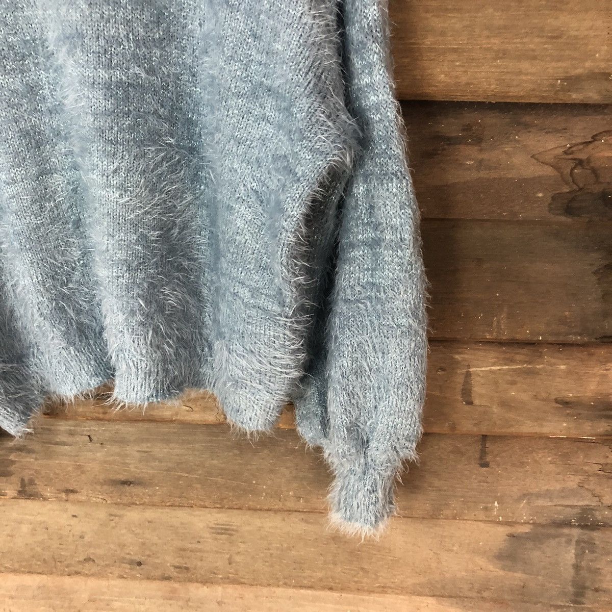 Gu japan Blue Shag Shaggy Fur Mohair Knitwear #7035