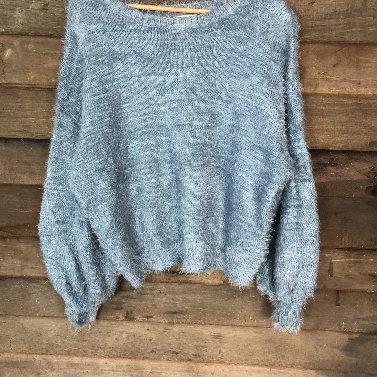 Gu japan Blue Shag Shaggy Fur Mohair Knitwear #7035