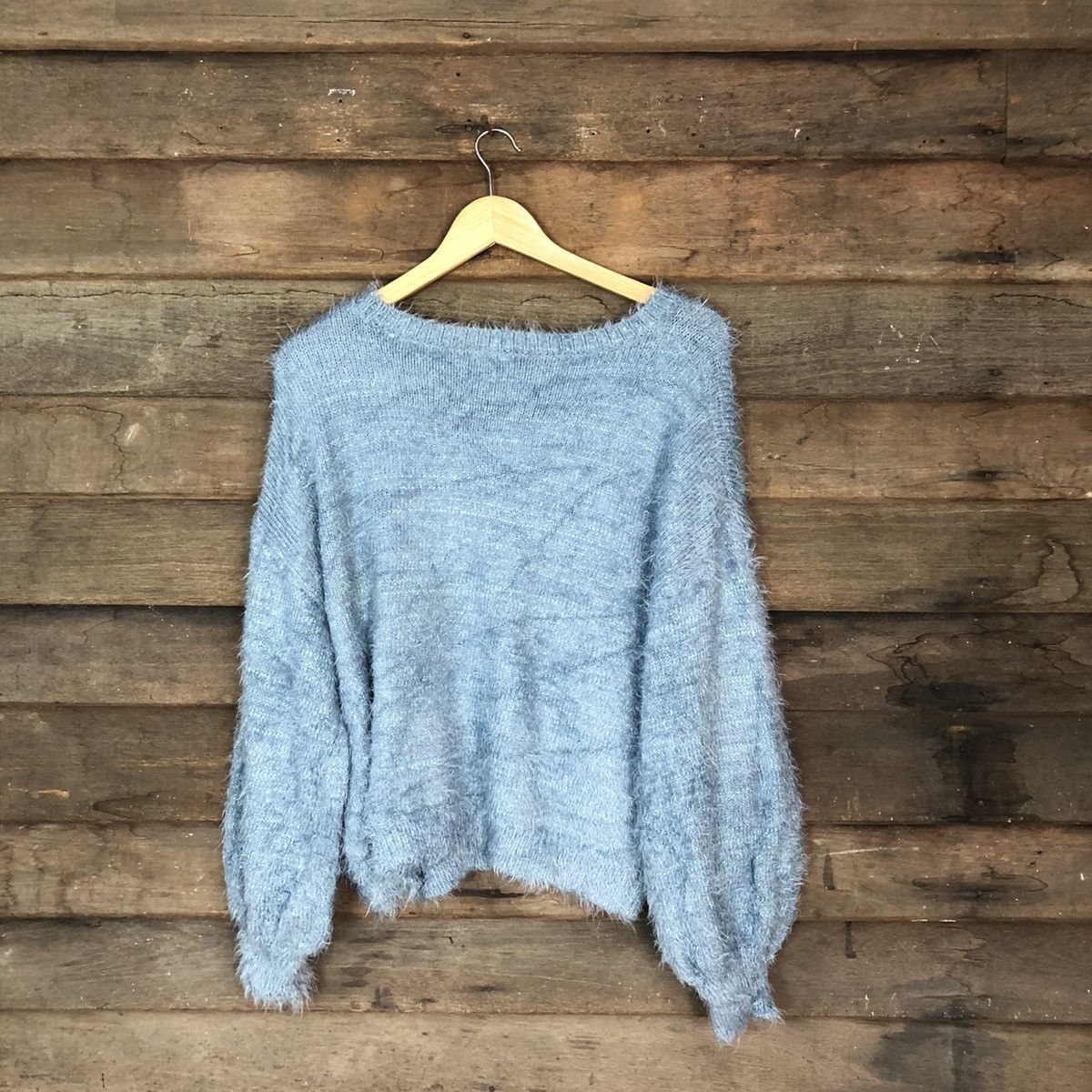 Gu japan Blue Shag Shaggy Fur Mohair Knitwear #7035