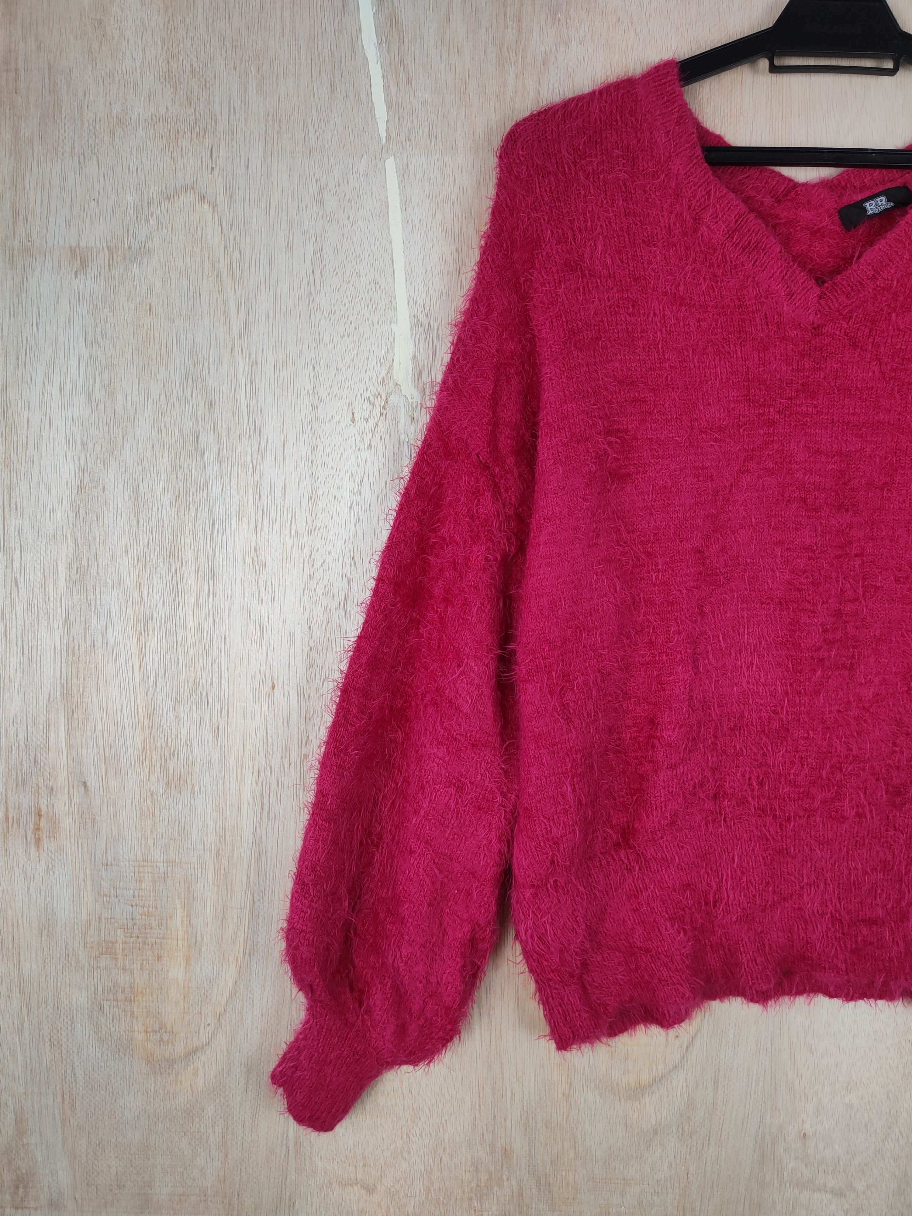 Homespun Knitwear × Japanese Brand Ryu Ryu Red Shag Shaggy Fur Mohair Knitwear #S286 Size M / US 6-8 / IT 42-44 - 3 Thumbnail