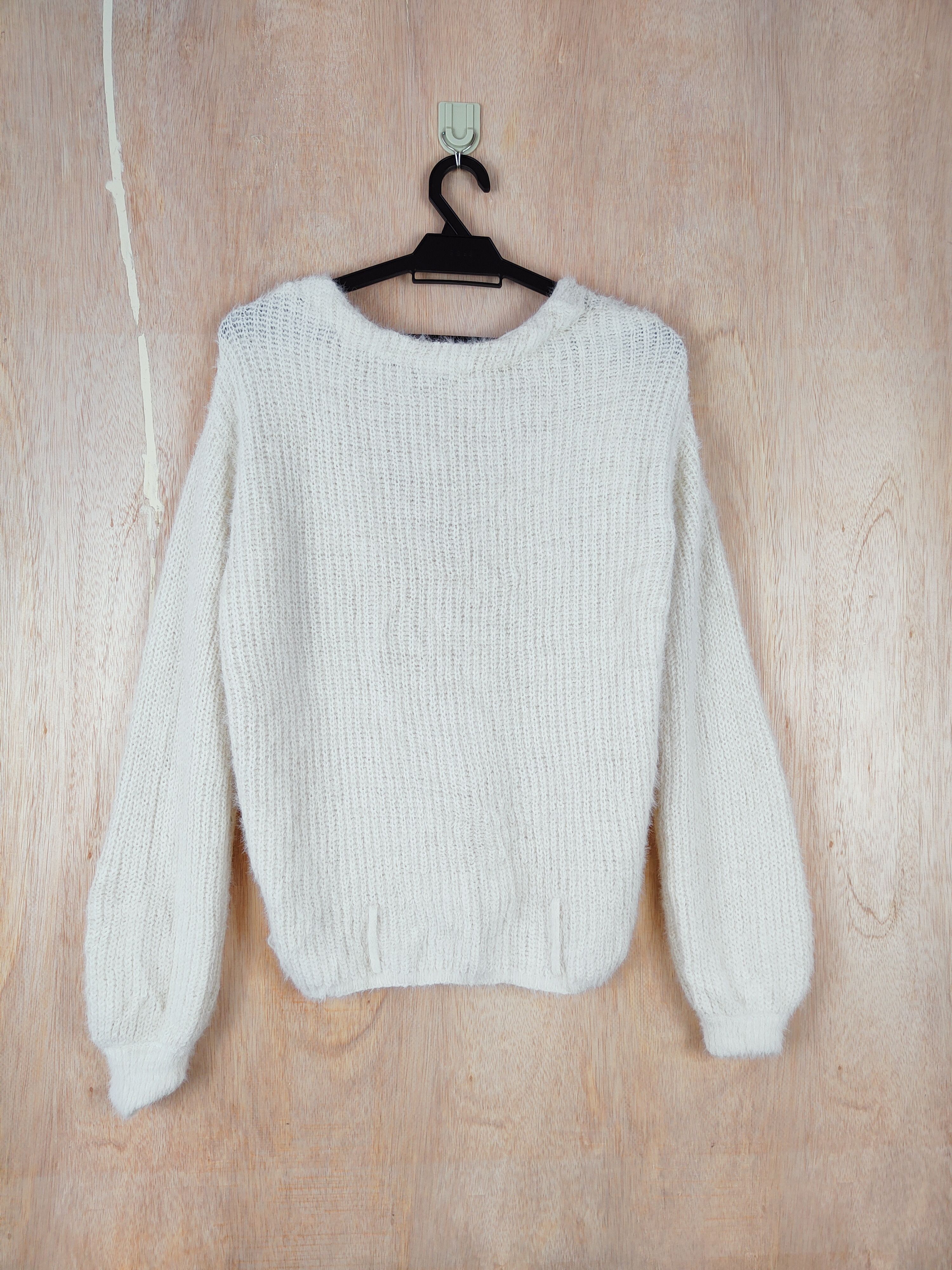 Homespun Knitwear Spiral Girl White Shag Shaggy Fur Mohair Knitwear #S281 Size M / US 6-8 / IT 42-44 - 6 Thumbnail