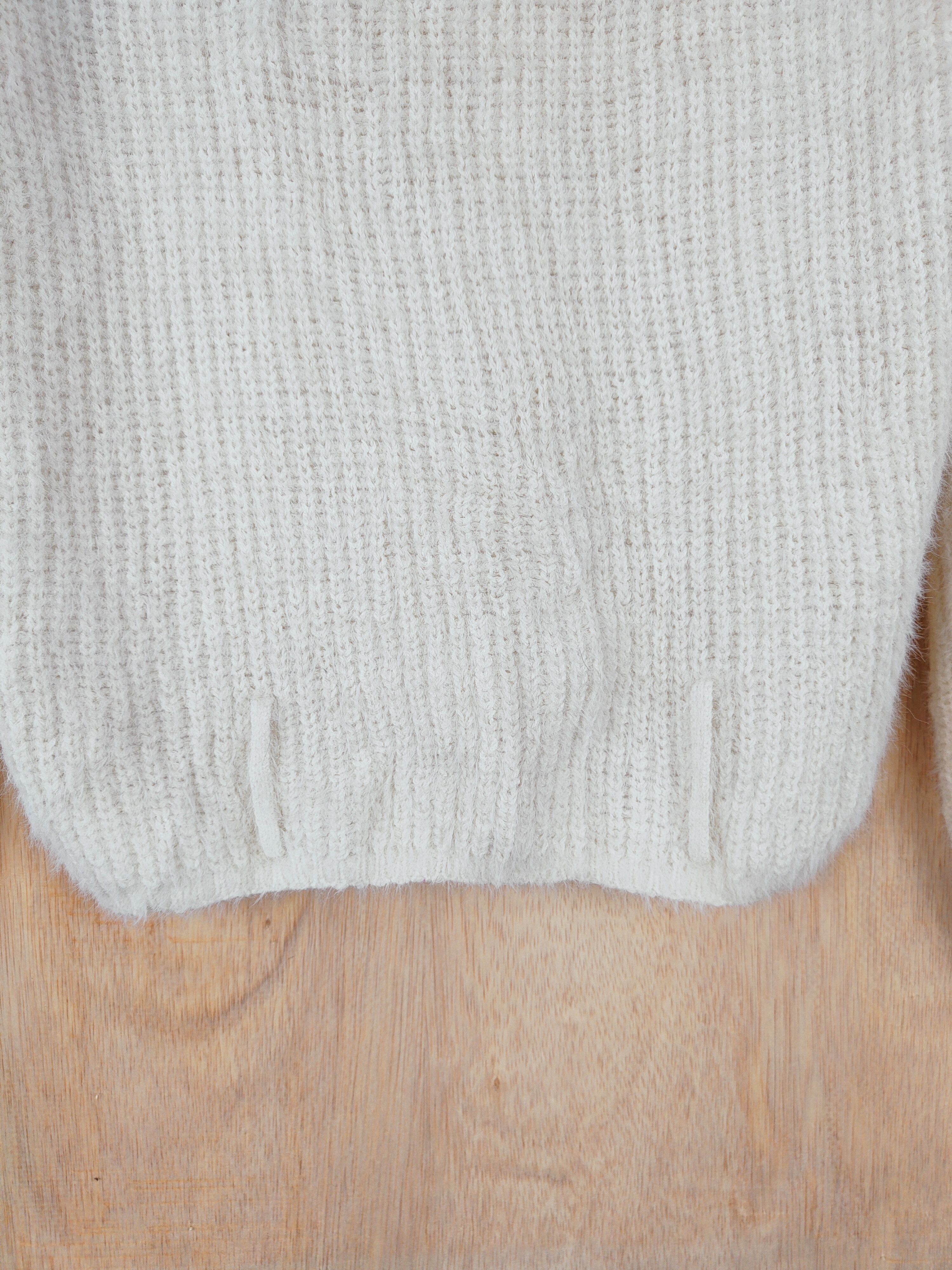 Homespun Knitwear Spiral Girl White Shag Shaggy Fur Mohair Knitwear #S281 Size M / US 6-8 / IT 42-44 - 7 Thumbnail
