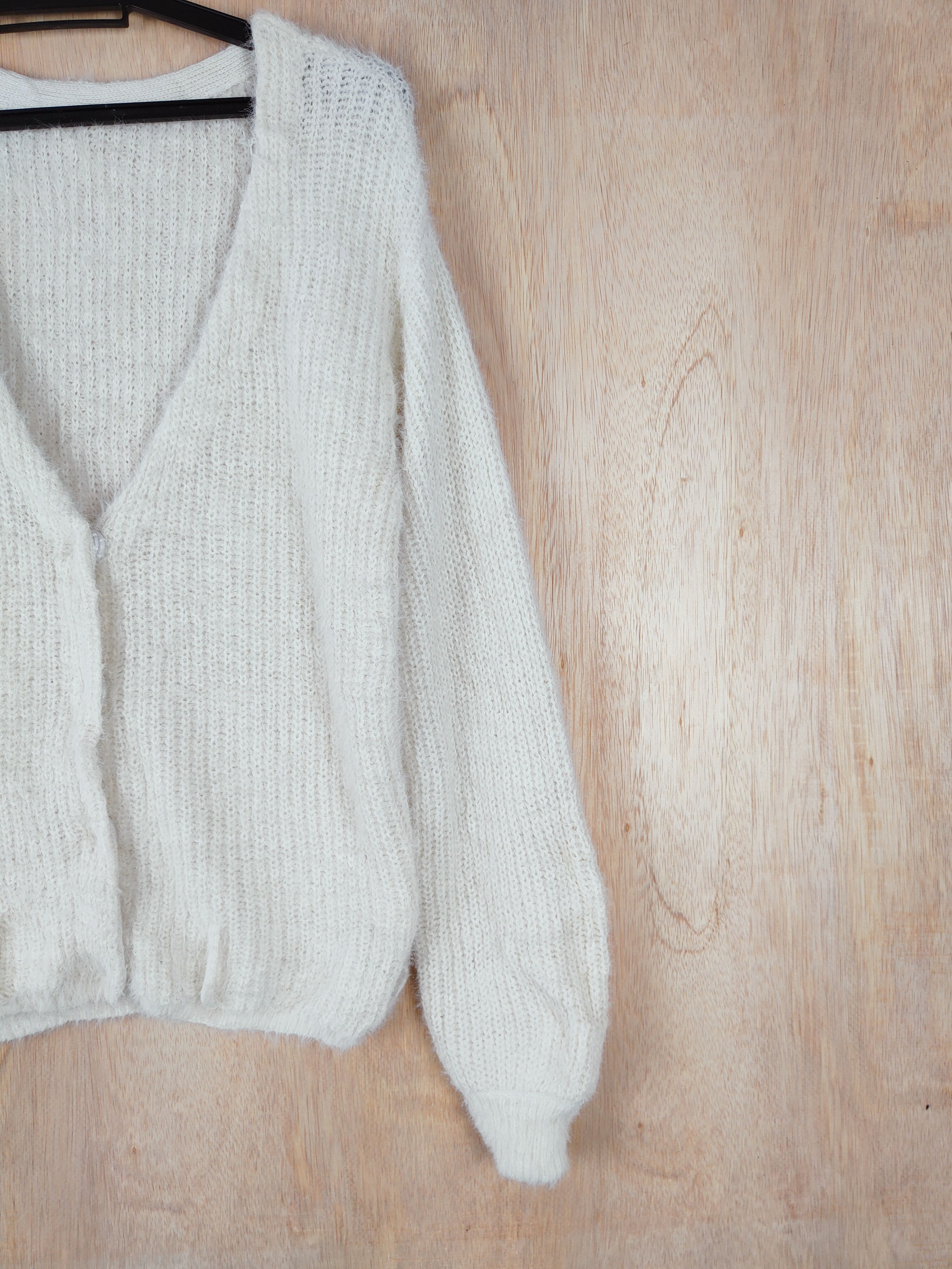 Homespun Knitwear Spiral Girl White Shag Shaggy Fur Mohair Knitwear #S281 Size M / US 6-8 / IT 42-44 - 5 Thumbnail