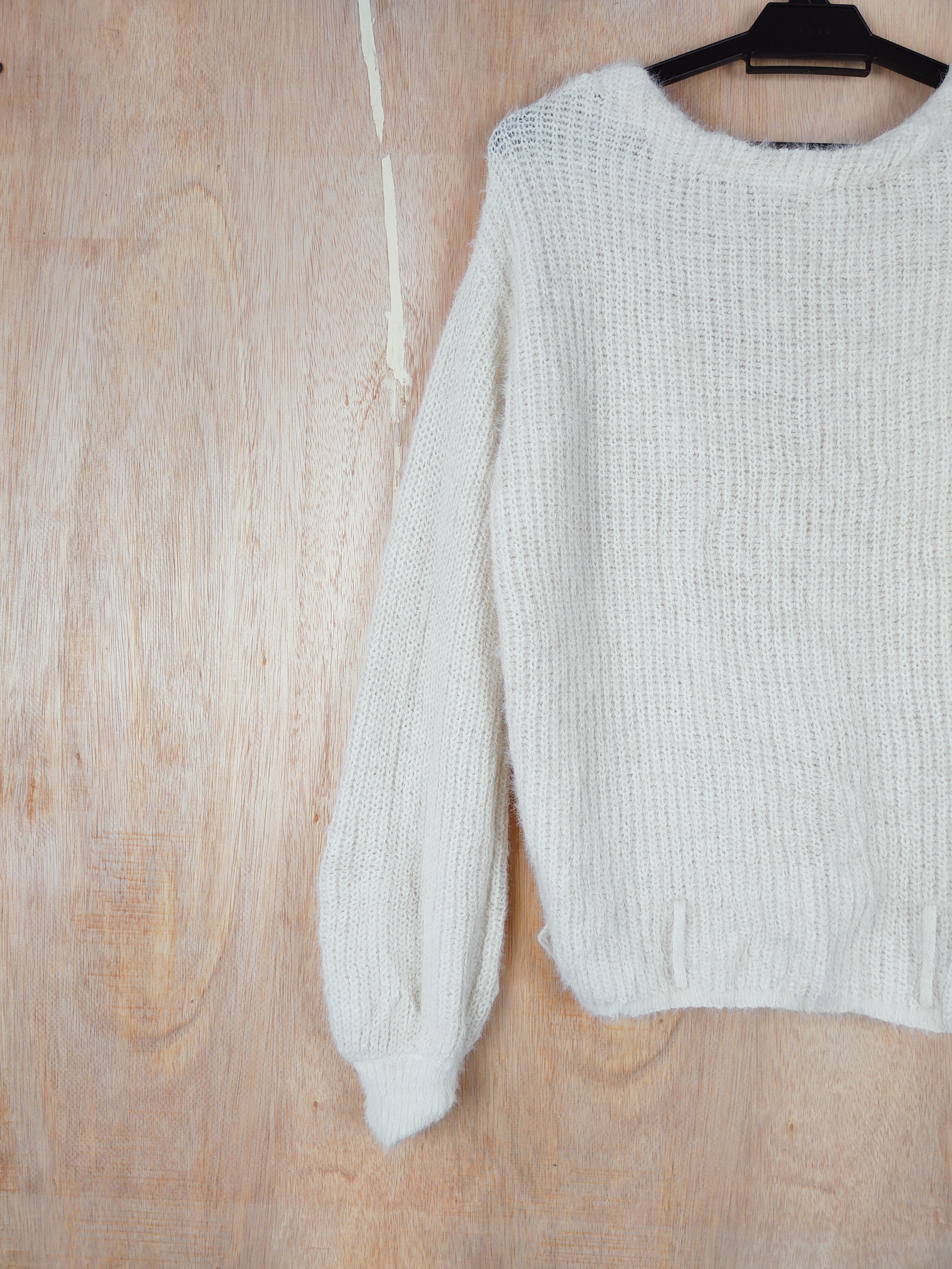 Homespun Knitwear Spiral Girl White Shag Shaggy Fur Mohair Knitwear #S281 Size M / US 6-8 / IT 42-44 - 8 Thumbnail