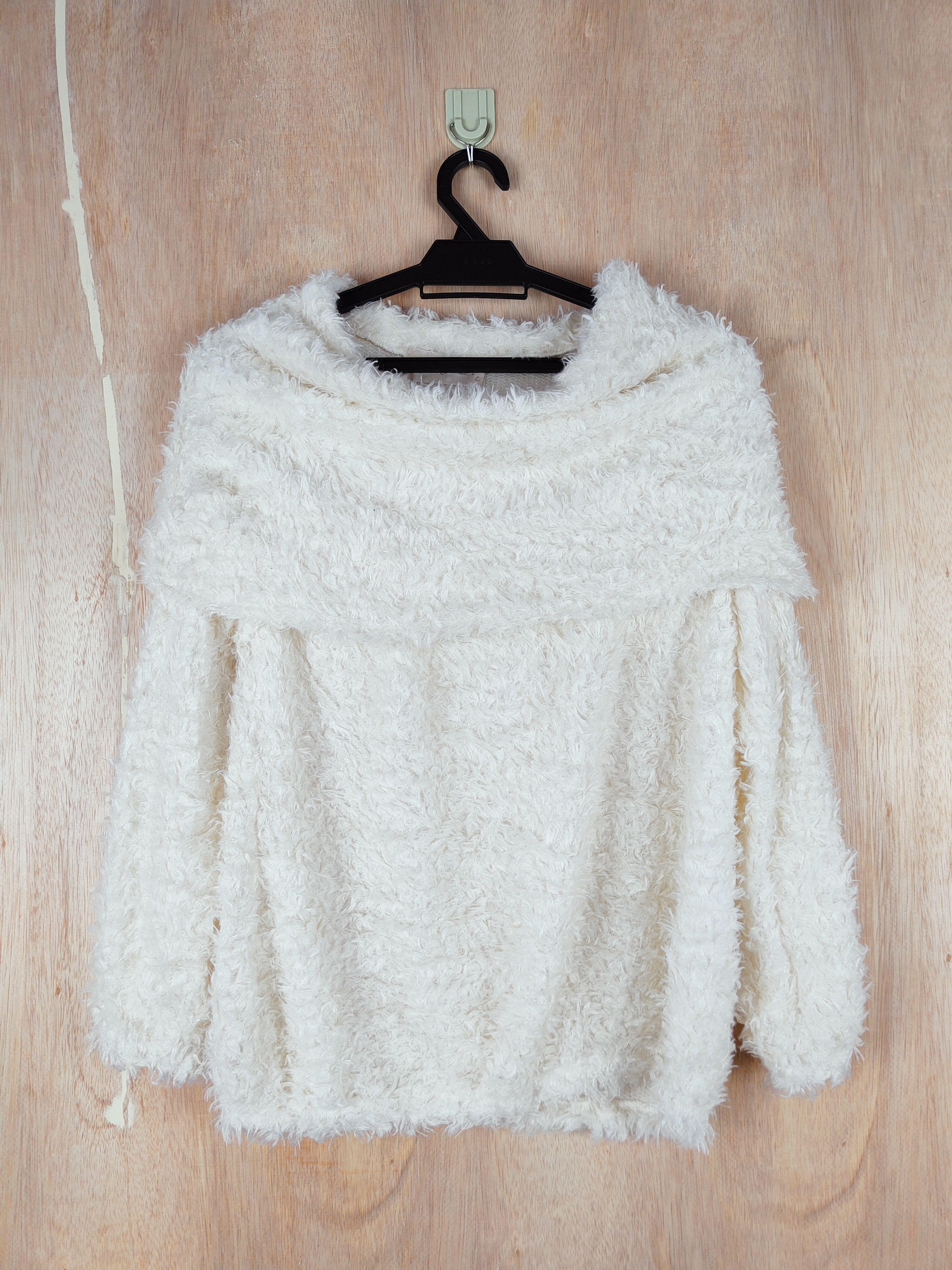 Homespun Knitwear Japan Brand White Shag Shaggy Fur Mohair Knitwear #S252 Size S / US 4 / IT 40 - 1 Thumbnail