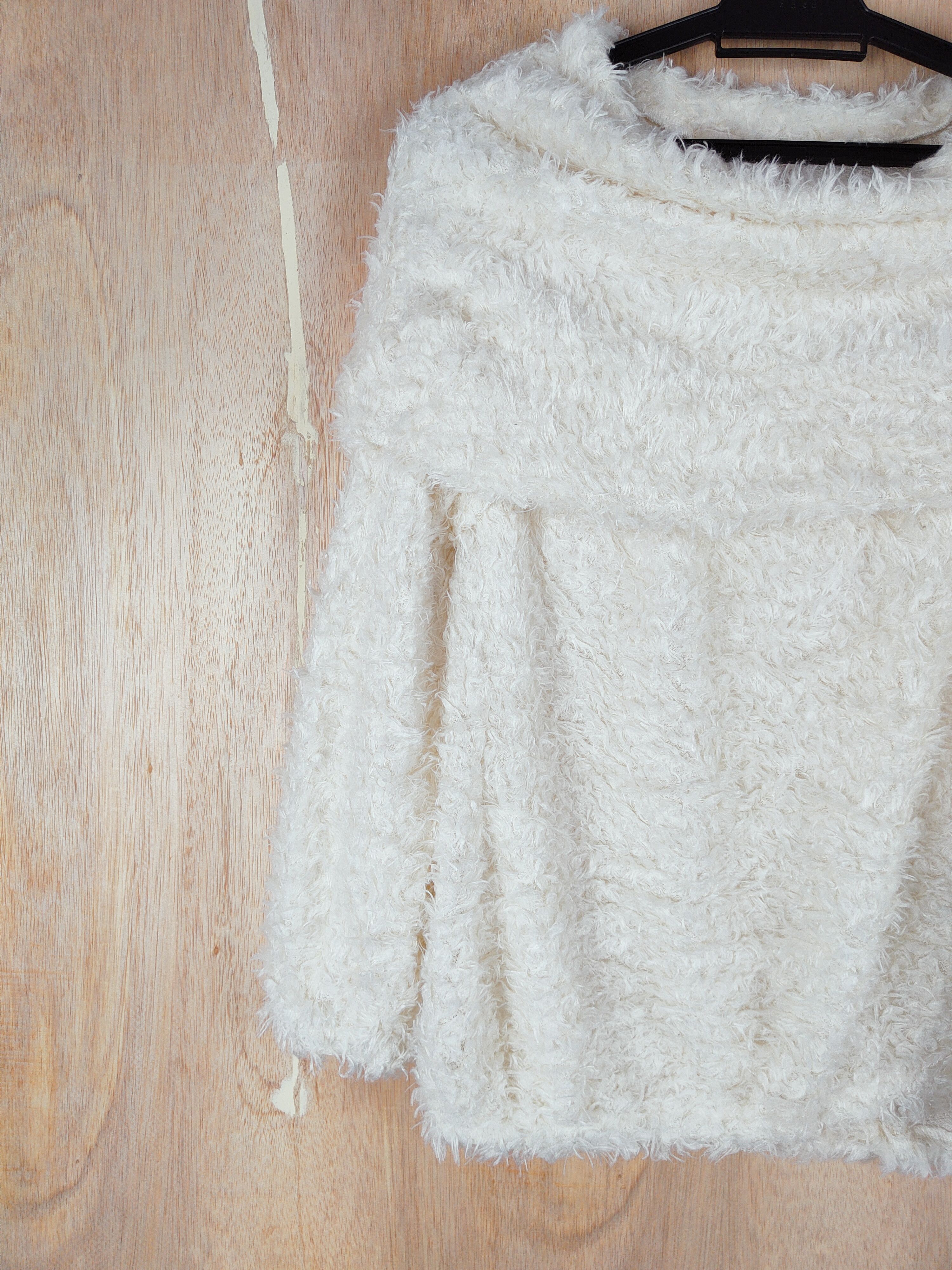 Homespun Knitwear Japan Brand White Shag Shaggy Fur Mohair Knitwear #S252 Size S / US 4 / IT 40 - 3 Thumbnail