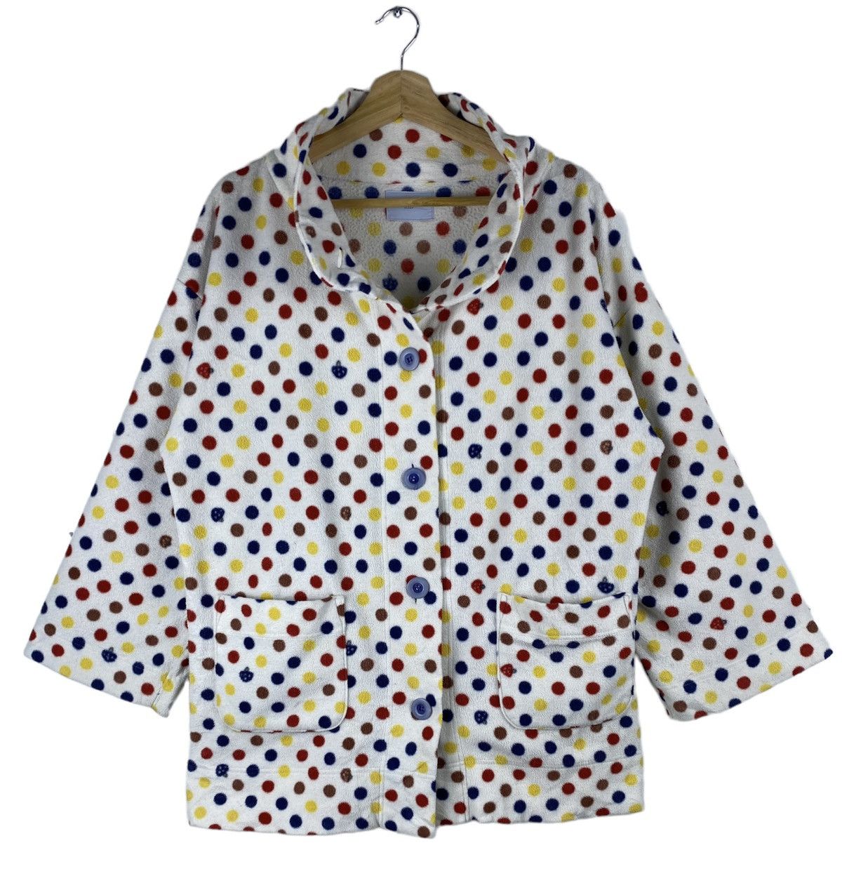 Issey Miyake Vintage Issey Miyake Fleece Polkadot Button Up Shirts Size US M / EU 48-50 / 2 - 1 Thumbnail