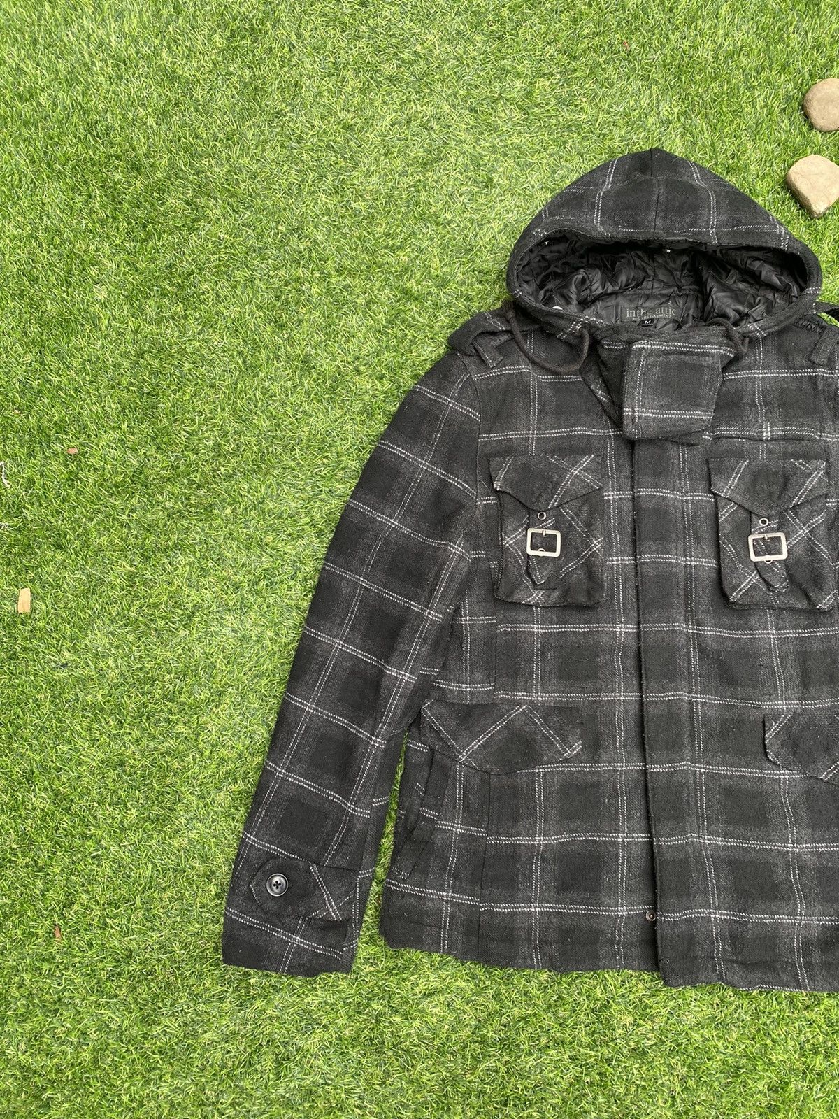 In The Attic Vintage In The Attic Shadow Plaid Wool Punk Jacket Size US M / EU 48-50 / 2 - 3 Thumbnail