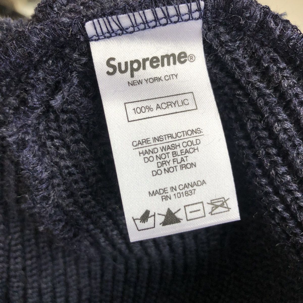 Supreme FW17 Heather Loose Gauge Beanie NAVY Size ONE SIZE - 3 Thumbnail