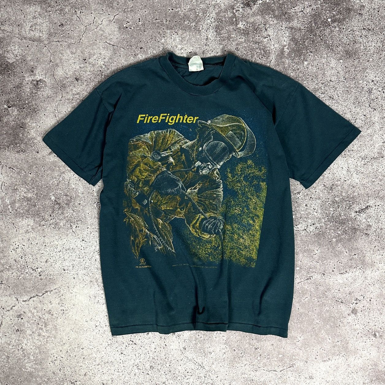 Vintage Vintage 90s FireFighter Graphic Tee Single rare Fireman Y2K Size US XL / EU 56 / 4 - 1 Thumbnail