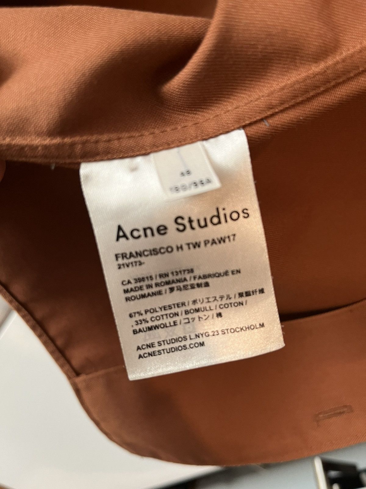 Acne Studios Acne Studios - Francisco Twill - Burnt Orange - 48 | Grailed