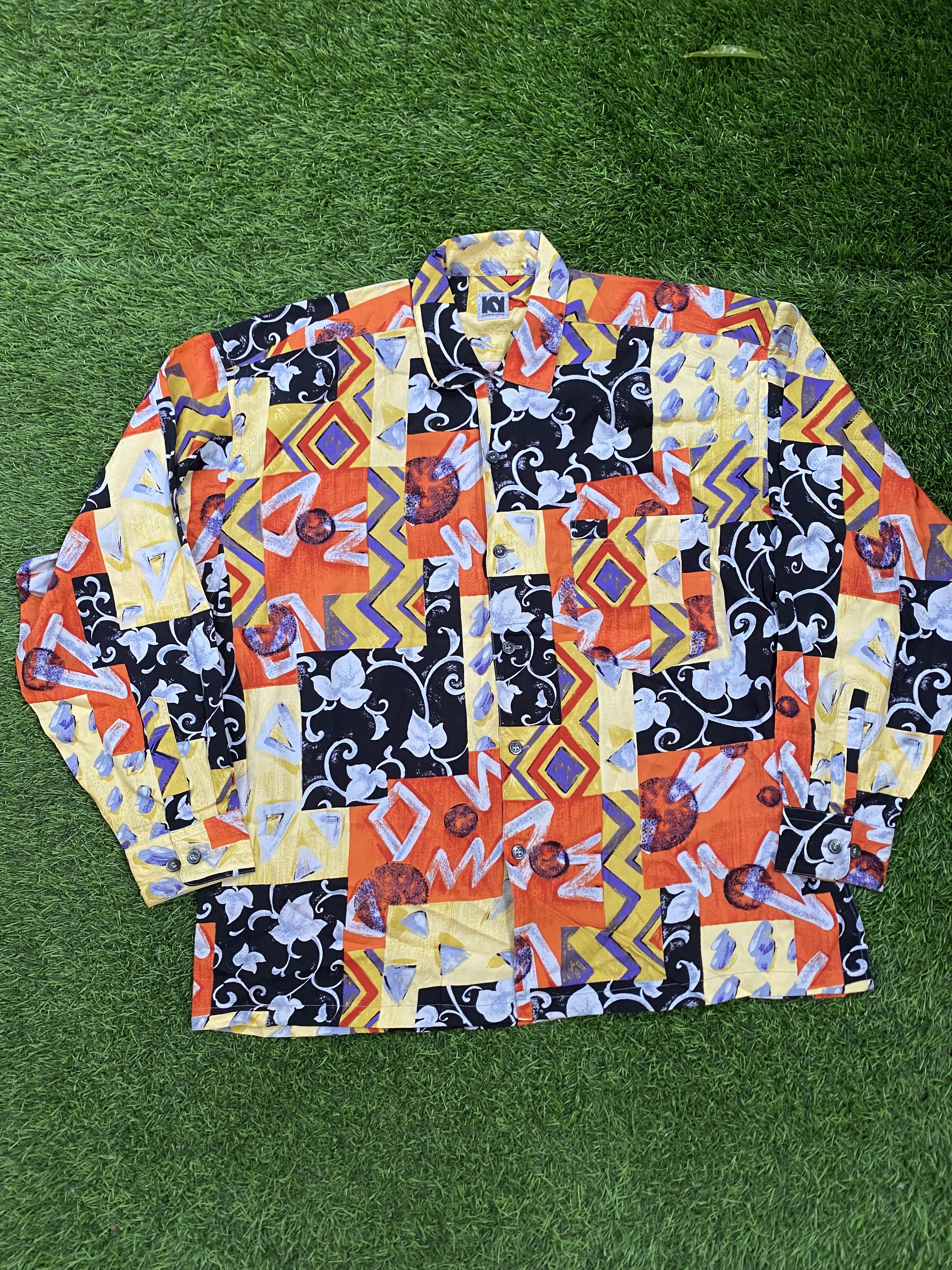 Japanese Brand × Kansai Yamamoto Rare Vintage Kansai Man Abstarct Art Button Shirts Size US L / EU 52-54 / 3 - 1 Thumbnail