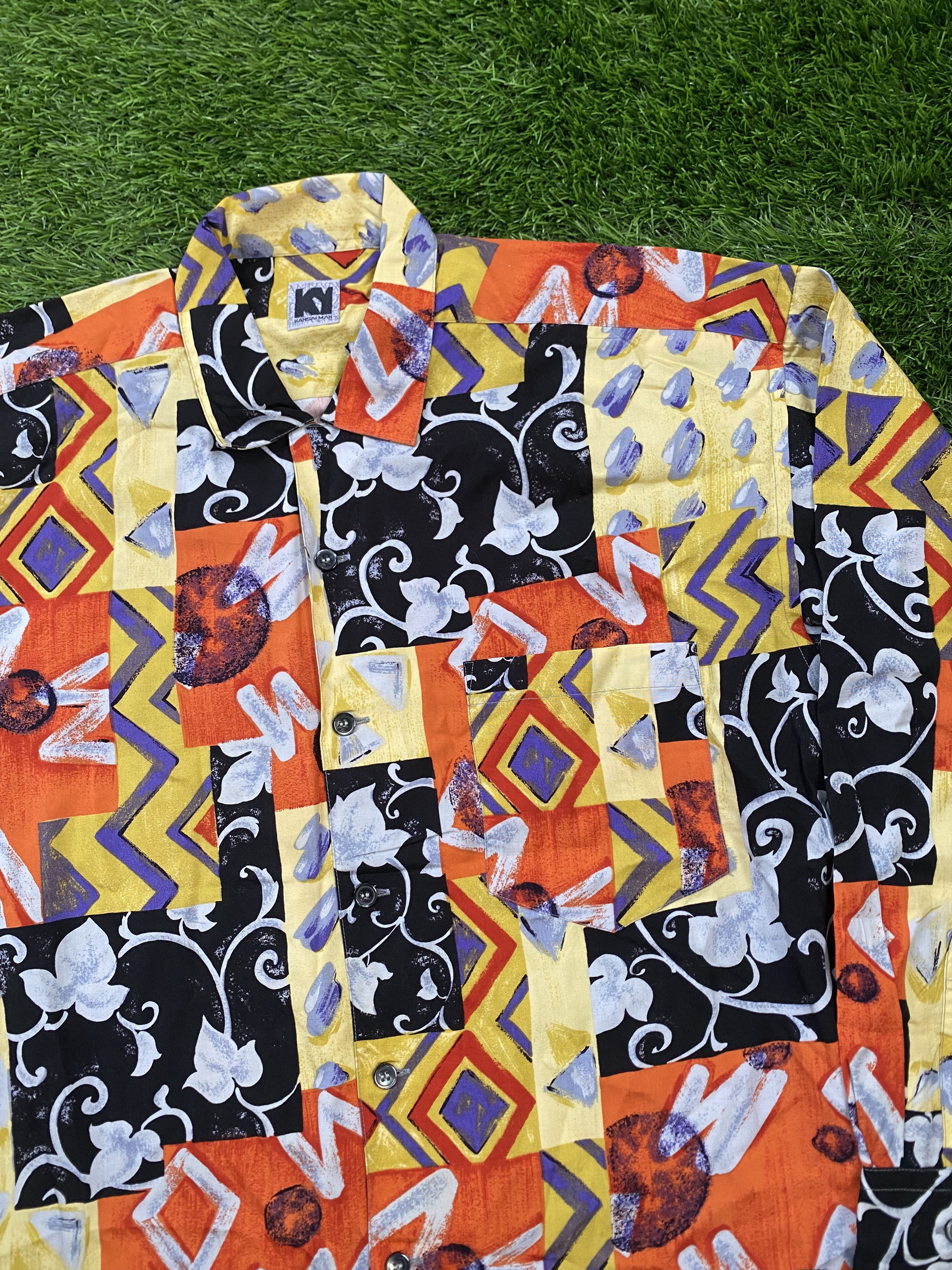 Japanese Brand × Kansai Yamamoto Rare Vintage Kansai Man Abstarct Art Button Shirts Size US L / EU 52-54 / 3 - 2 Thumbnail