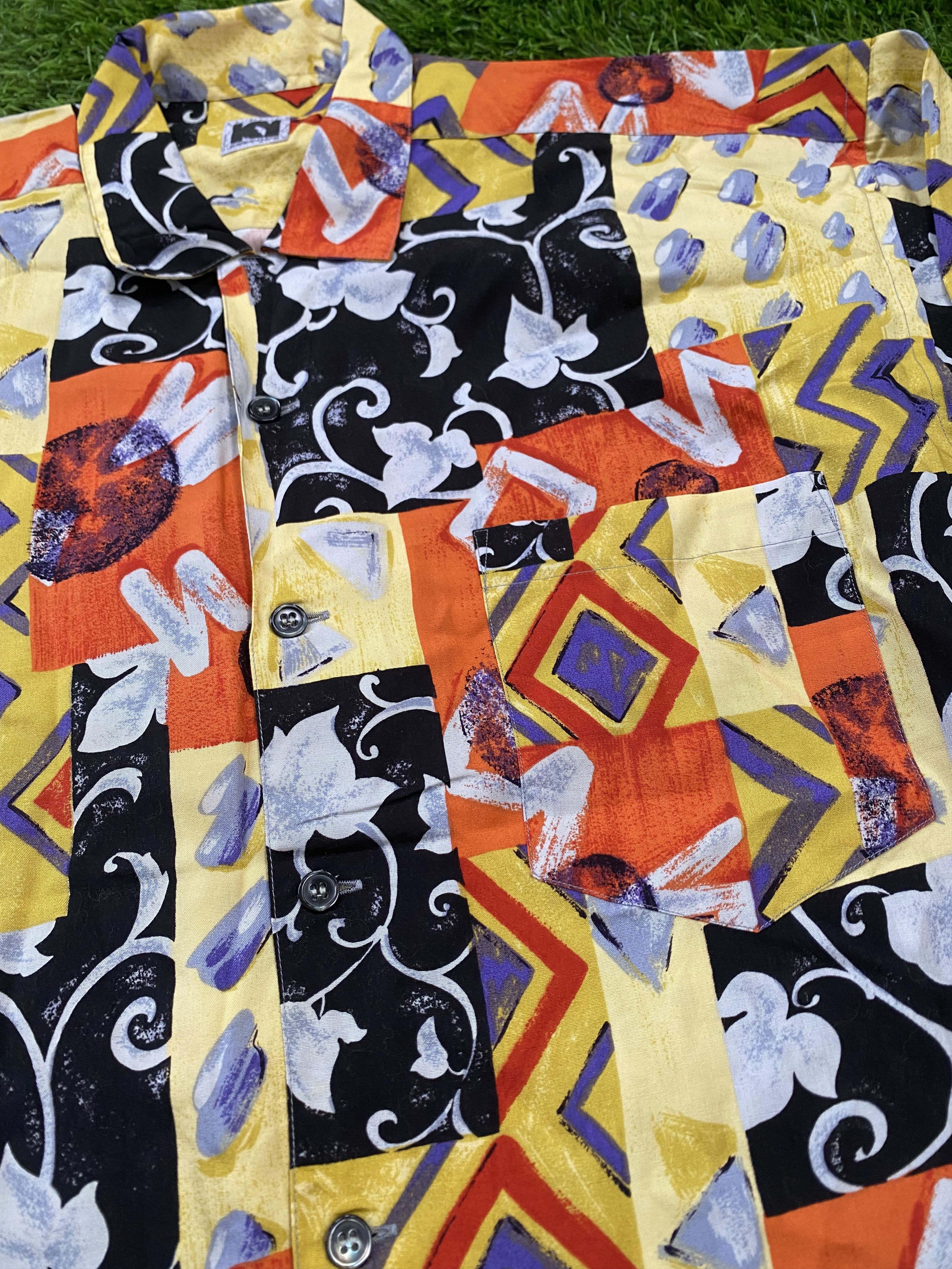 Japanese Brand × Kansai Yamamoto Rare Vintage Kansai Man Abstarct Art Button Shirts Size US L / EU 52-54 / 3 - 4 Thumbnail