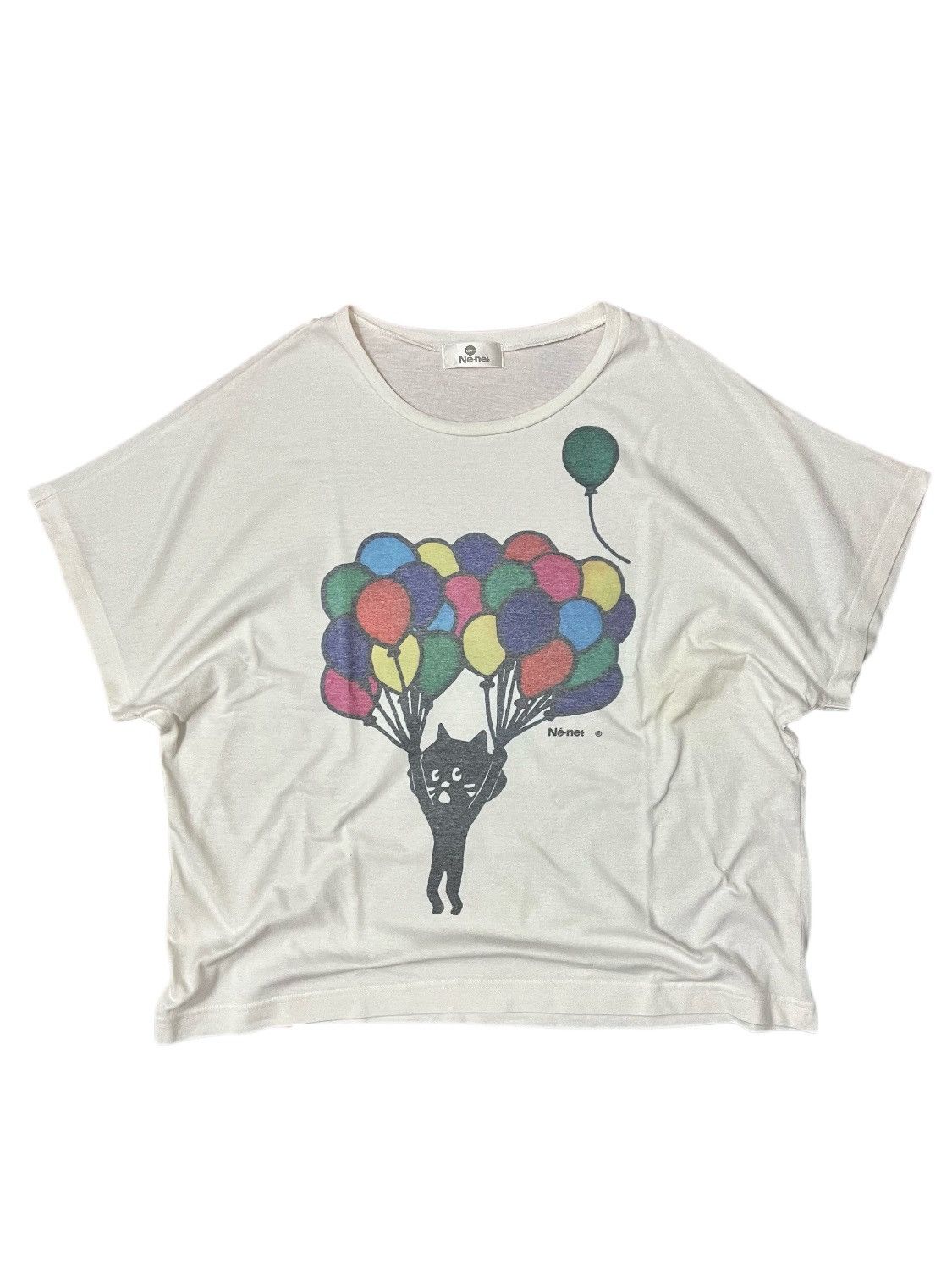 image of Vintage Ne-Net By Issey Miyake Cat Tee in White, Women's (Size Medium)