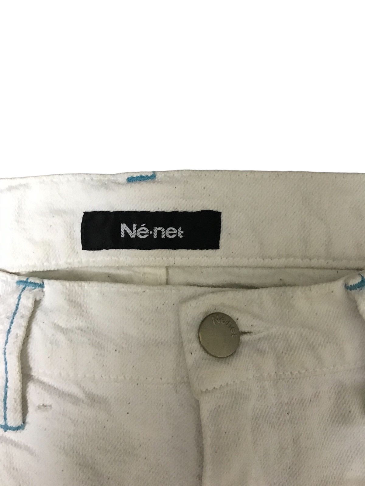 Ne-Net VINTAG JAPAN ISSEY MIYAKE NENET WHITE JEANS SELVEDGE Size 29" - 7 Thumbnail