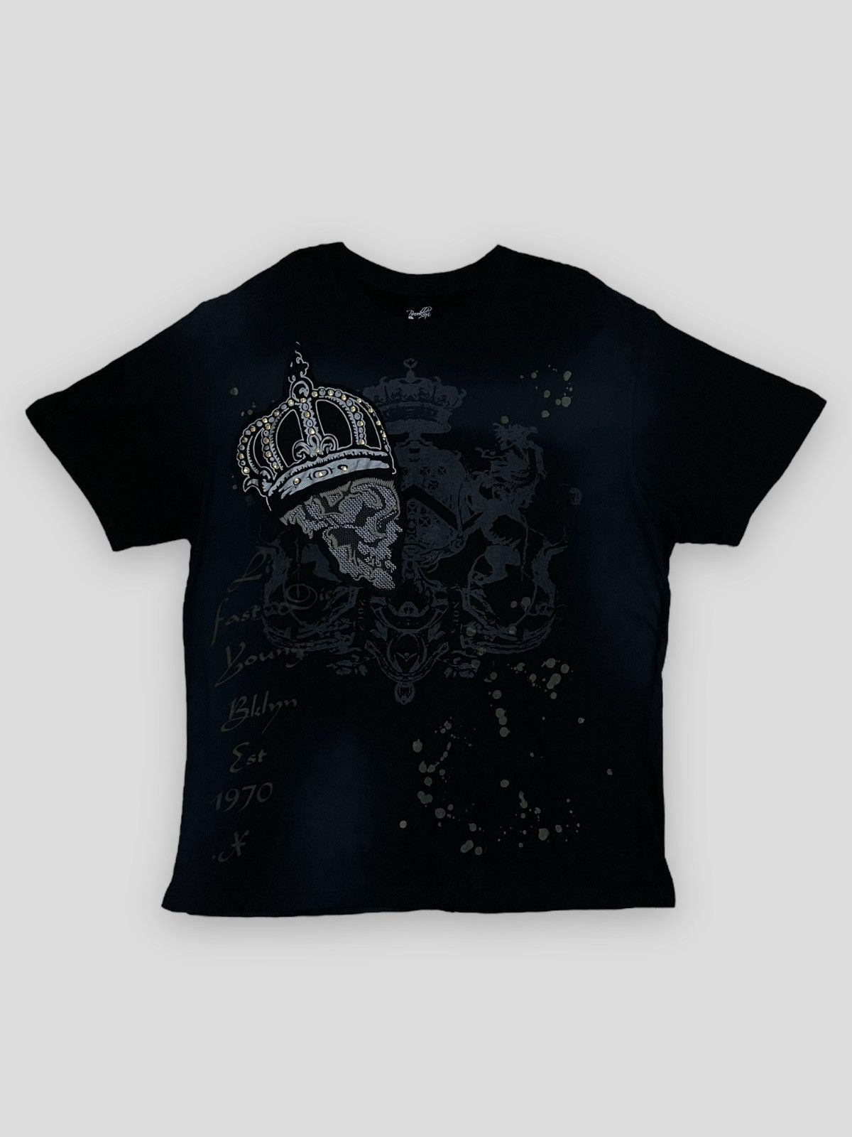 image of Send Offer Vintage Brooklyn Express Skull Sunfaded Tee in Black, Men's (Size 2XL)