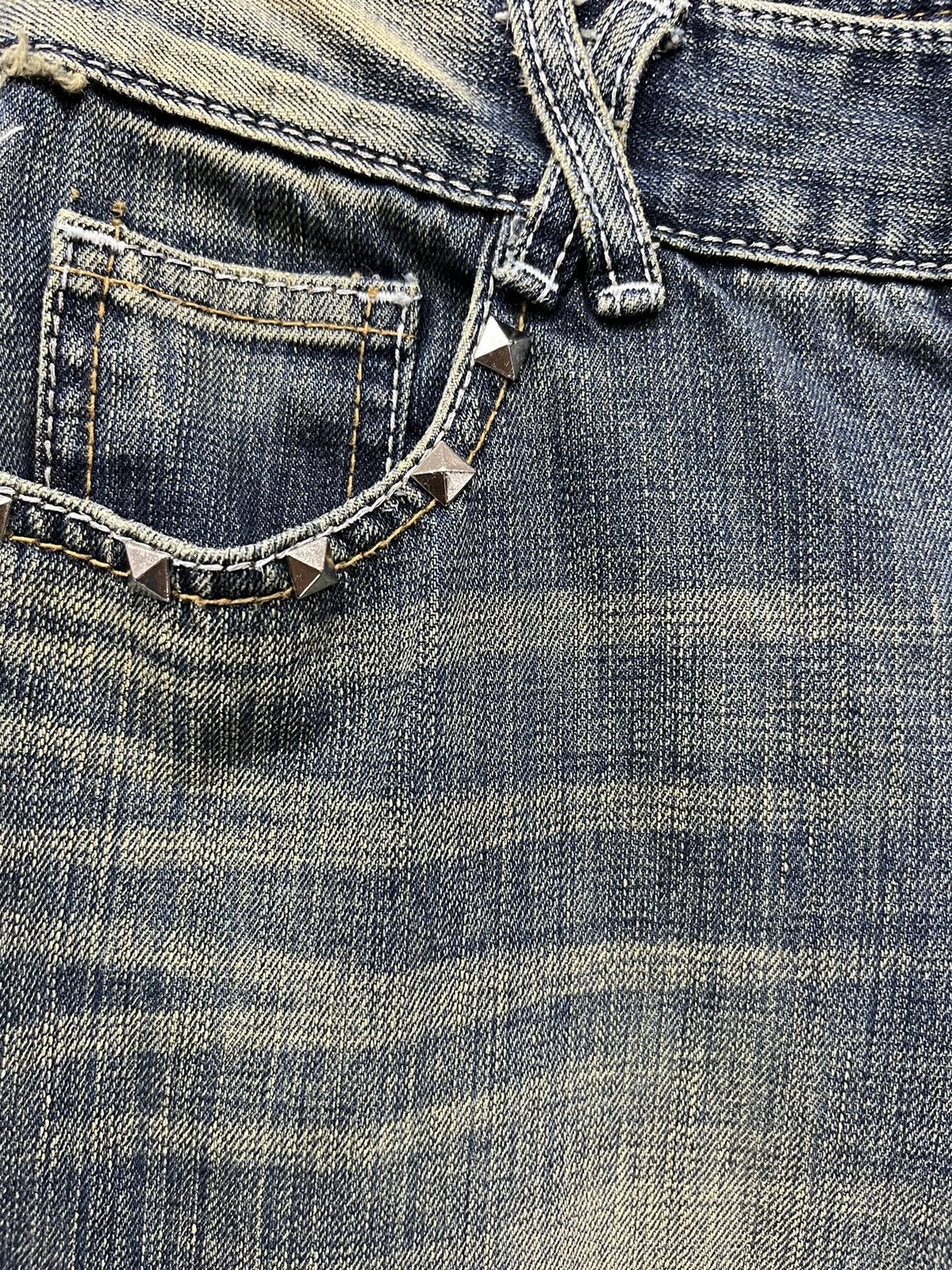 Japanese Brand 🔥LUSC Mudmax Frayed Ripped Patches Flare Women's Denim Size US 28 / EU 44 - 10 Thumbnail