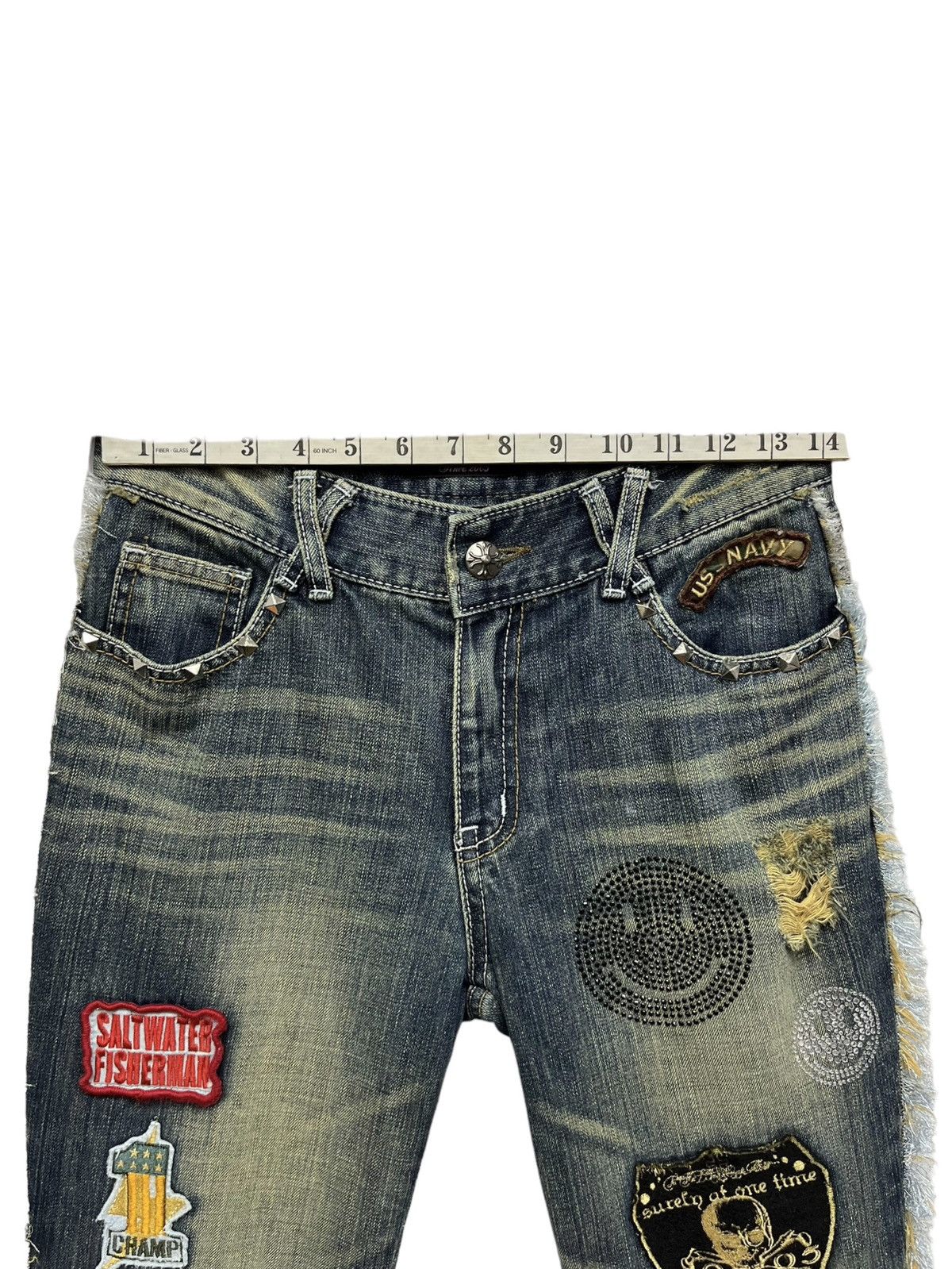 Japanese Brand 🔥LUSC Mudmax Frayed Ripped Patches Flare Women's Denim Size US 28 / EU 44 - 25 Thumbnail