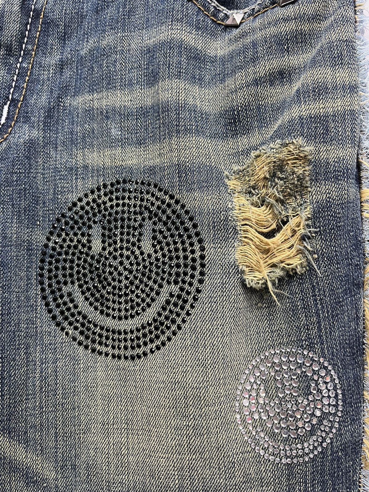 Japanese Brand 🔥LUSC Mudmax Frayed Ripped Patches Flare Women's Denim Size US 28 / EU 44 - 14 Thumbnail